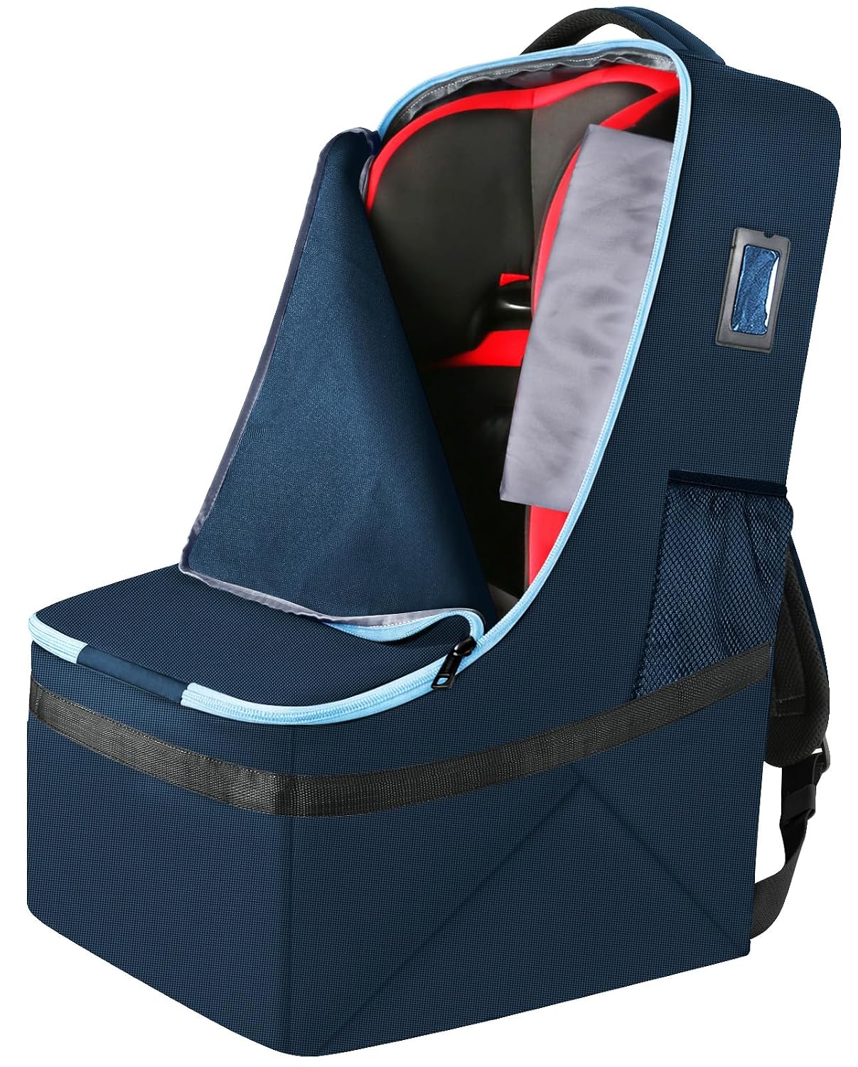 YOREPEK Padded Car Seat Travel Bag for Airplane, Gate Check Carseat Backpack for Air Travel, Baby Travel Essentials for Flying, Car Seat Stroage Cover Bag (All Black)