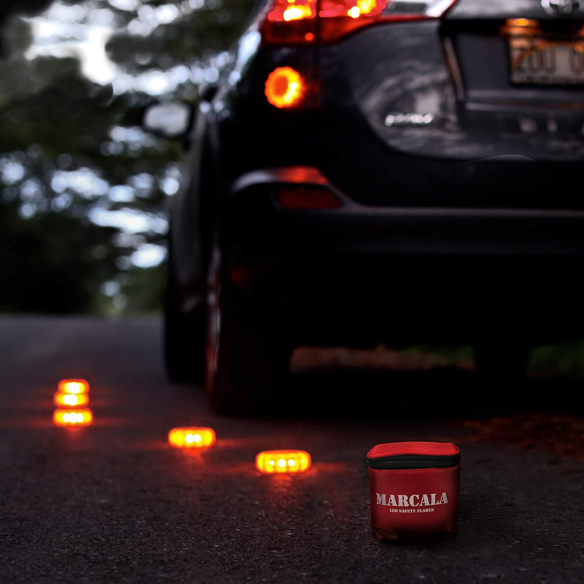 MARCALA 3‑Pack LED Road Flares | DOT Compliant Emergency Lights for Vehicles with Batteries, Whistle & Case | Flares Emergency Road | Emergency Flares | Perfect For Gifting or Everyday Roadside Safety