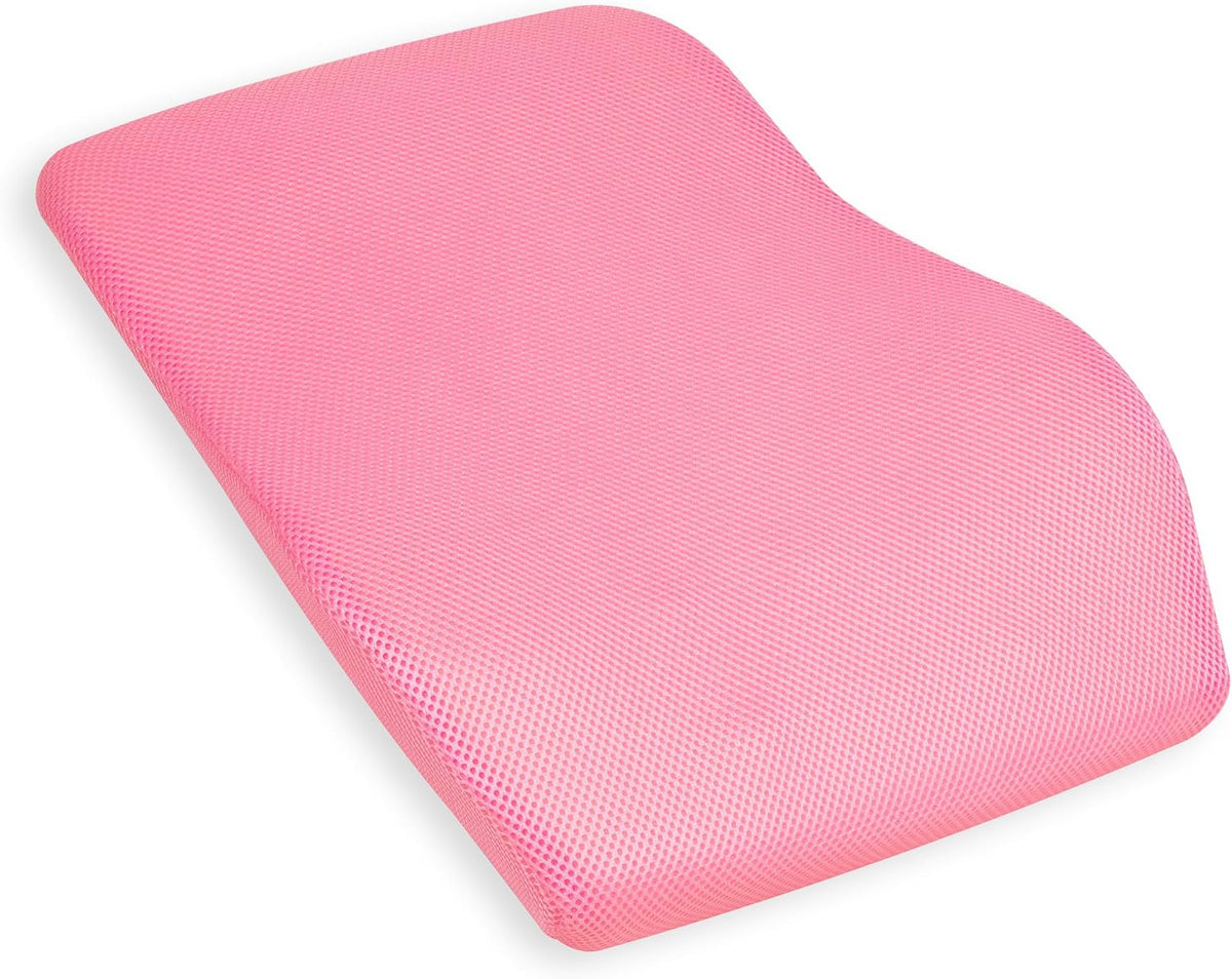 Mind Reader Air-Cloud Lumbar Cushion, Memory Foam Back Support Pillow for Lower Back Pain Relief, Adjustable Strap, Office Chair and Car Seat, Pink