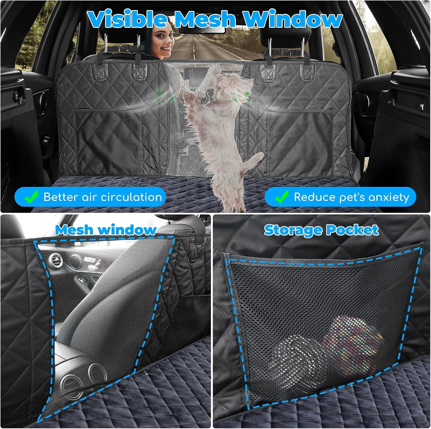 URPOWER 2026 Upgraded Back Seat Extender for Dogs - Large Hard Bottom Dog Car Seat Cover Holds 550lbs, Waterproof Dog Hammock Pet Bed with High-Density Foam Non-Slip Backseat Protector