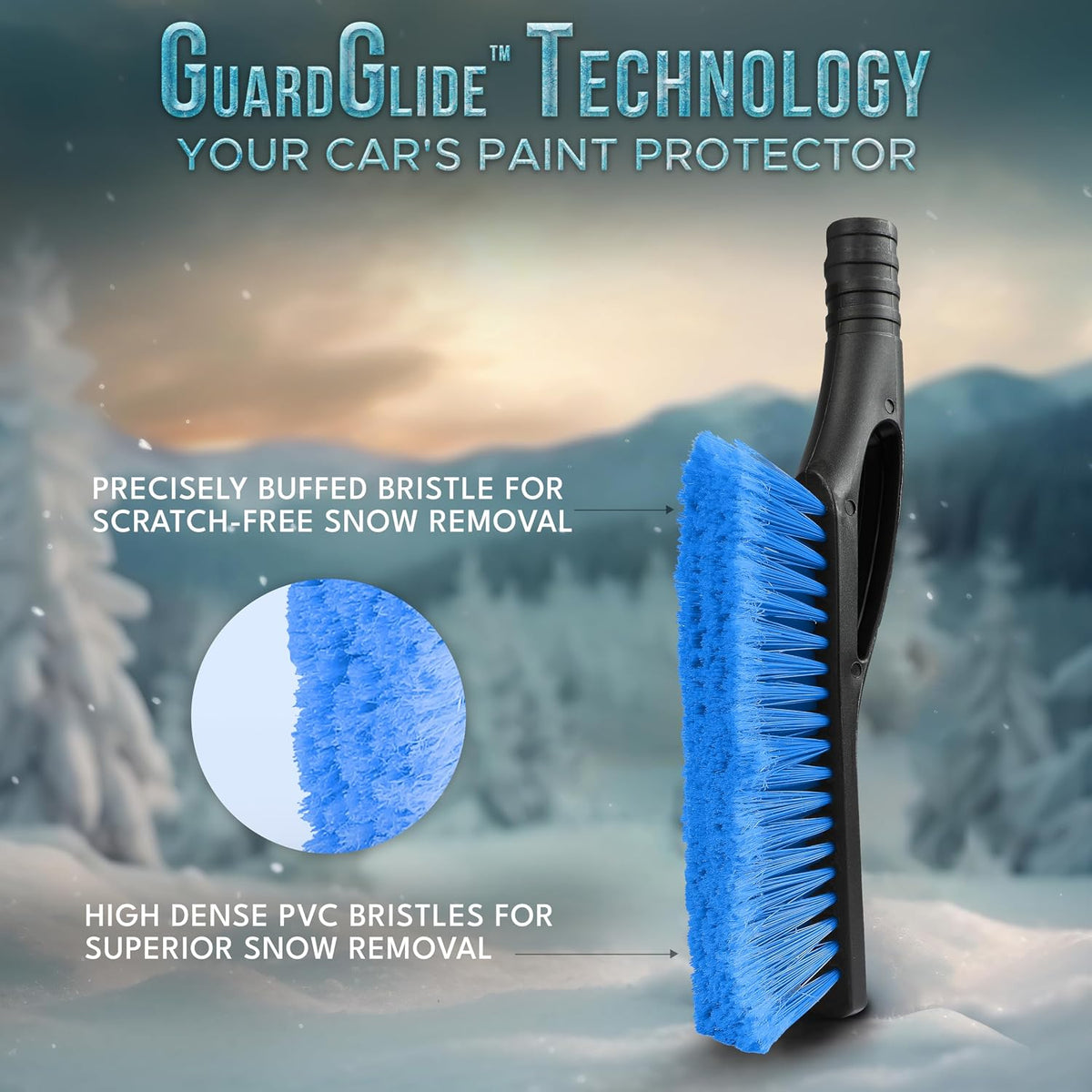 EcoNour 27" Snow Brush with Ice Scraper for Car Windshield (2 Pack) Blue