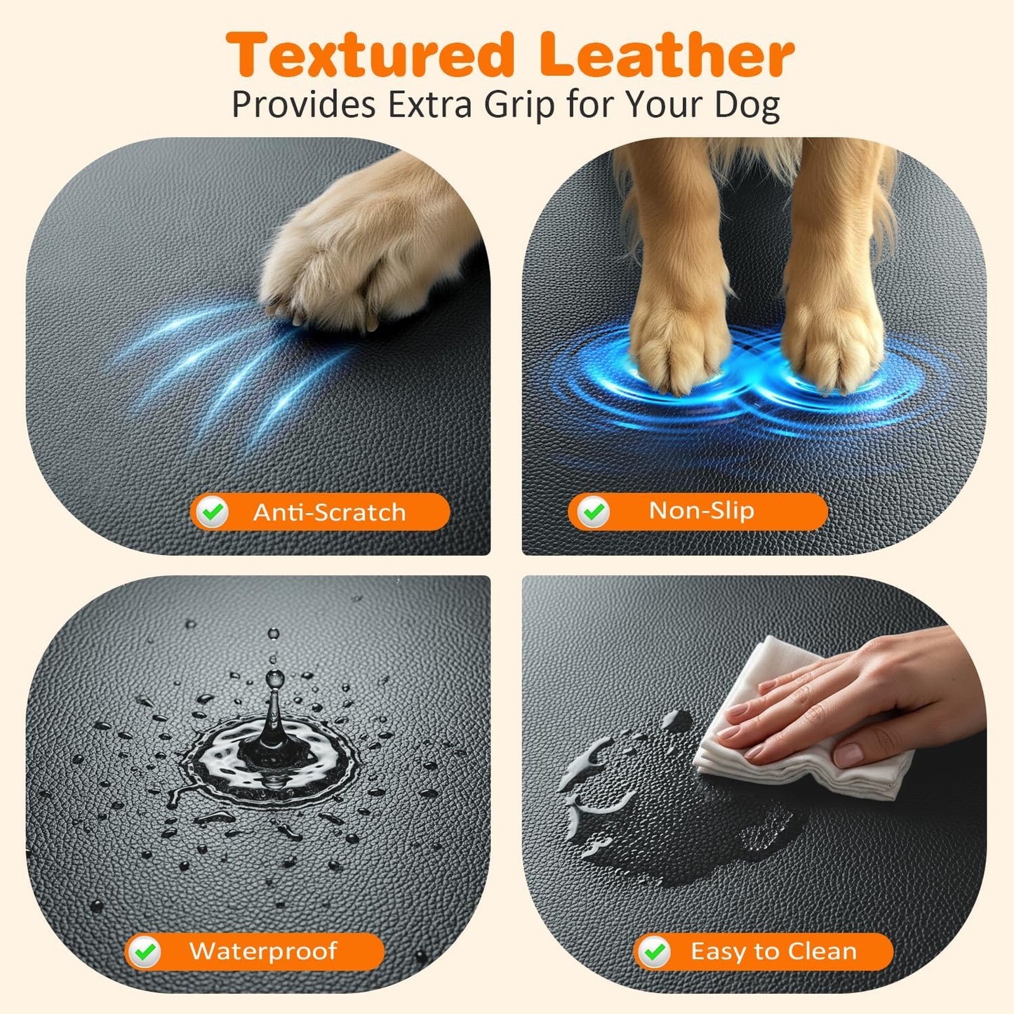 URPOWER PU Leather Backseat Extender for Dogs, Hard Bottom Dog Car Seat Cover for Back Seat, Holds 400 LBS, Waterproof Dog Car Hammock Anti-Scratch Pet Rear Seat Protector Travel Bed for Car and SUV