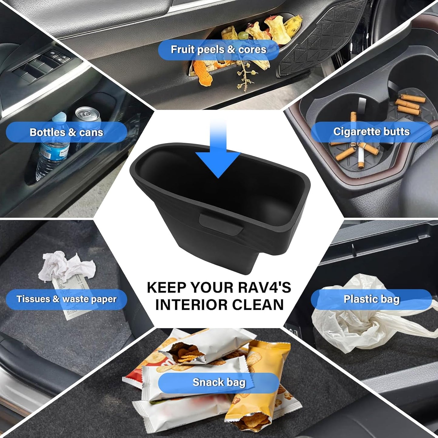 for Toyota Rav4 Accessories 2025 2024-2019 Door Side Trash Can Garbage Bin Storage Box Tray (2 Pcs)