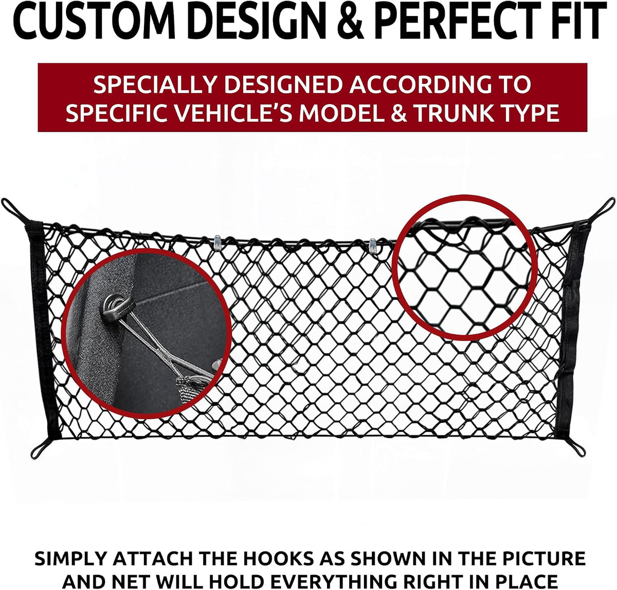 Envelope Style Trunk Mesh Cargo Net Compatible with Hyundai Sonata Limited SE GLS 2011-2024 - Car Accessories - Premium Trunk Organizers and Storage - Cargo Net for SUV - Vehicle Carrier Organizer