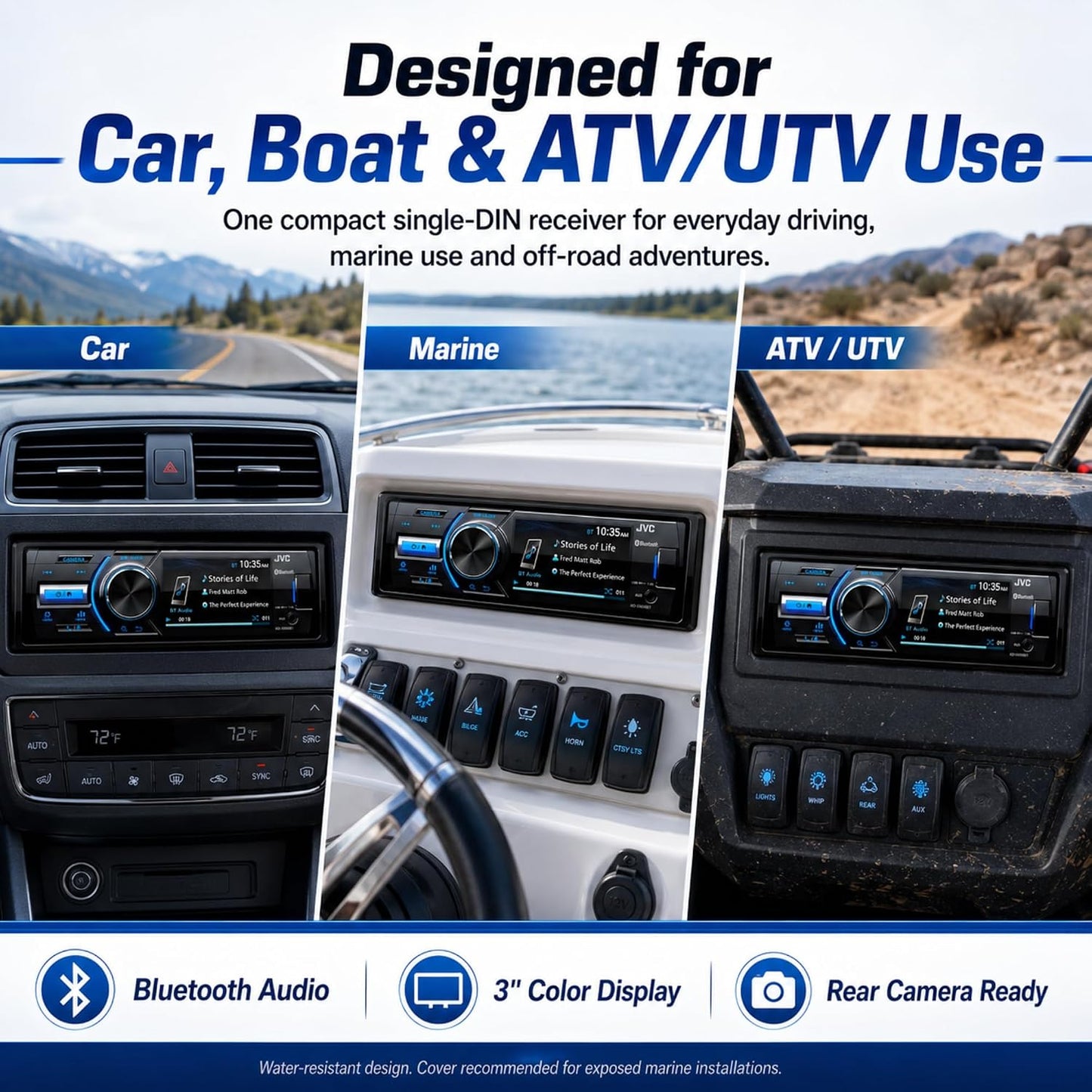 JVC - KD-X560BT - Digital Media Car & Marine Bluetooth Receiver iPhone/Android/USB/AUX Car Stereo with Rear Camera Input