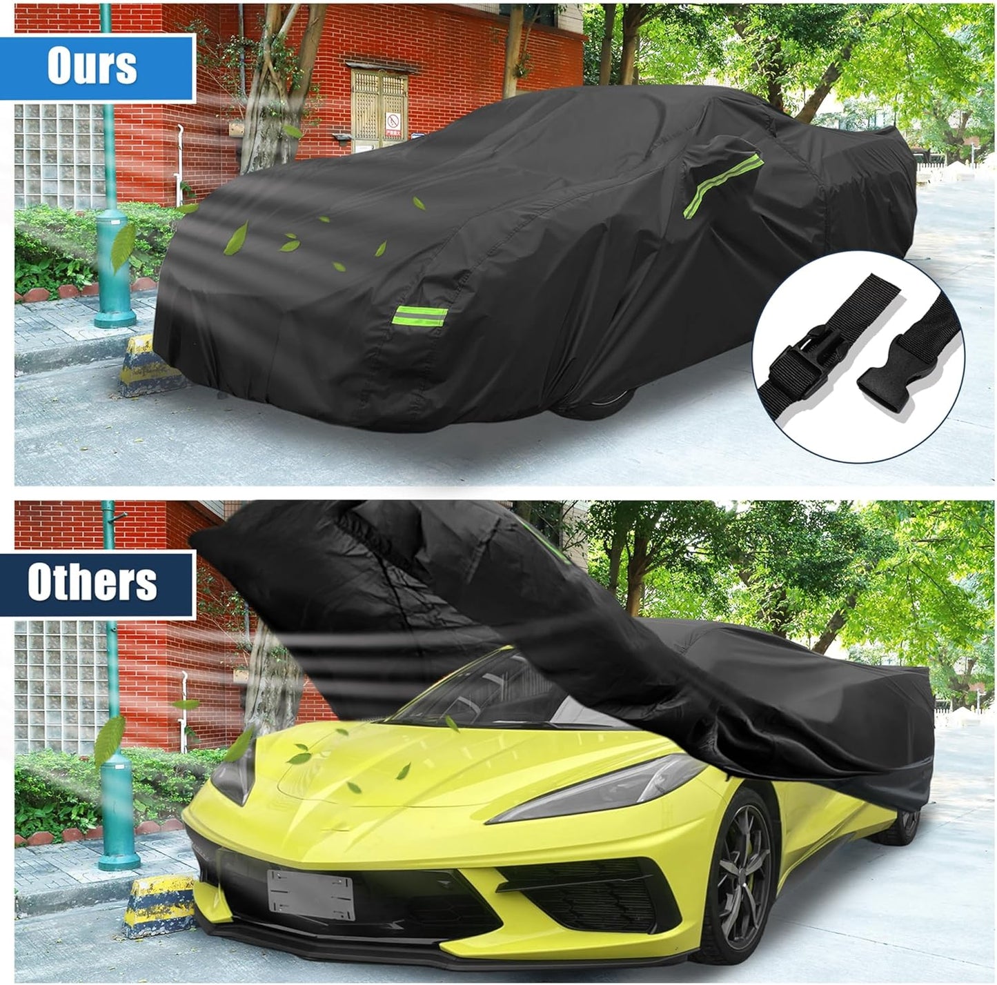 X AUTOHAUX Waterproof Car Cover for Chevrolet Corvette C4 C5 C6 C7 1984-2019 210D Outdoor Full Car Cover All Weather Windproof Sun Rain Protection with Door Zipper