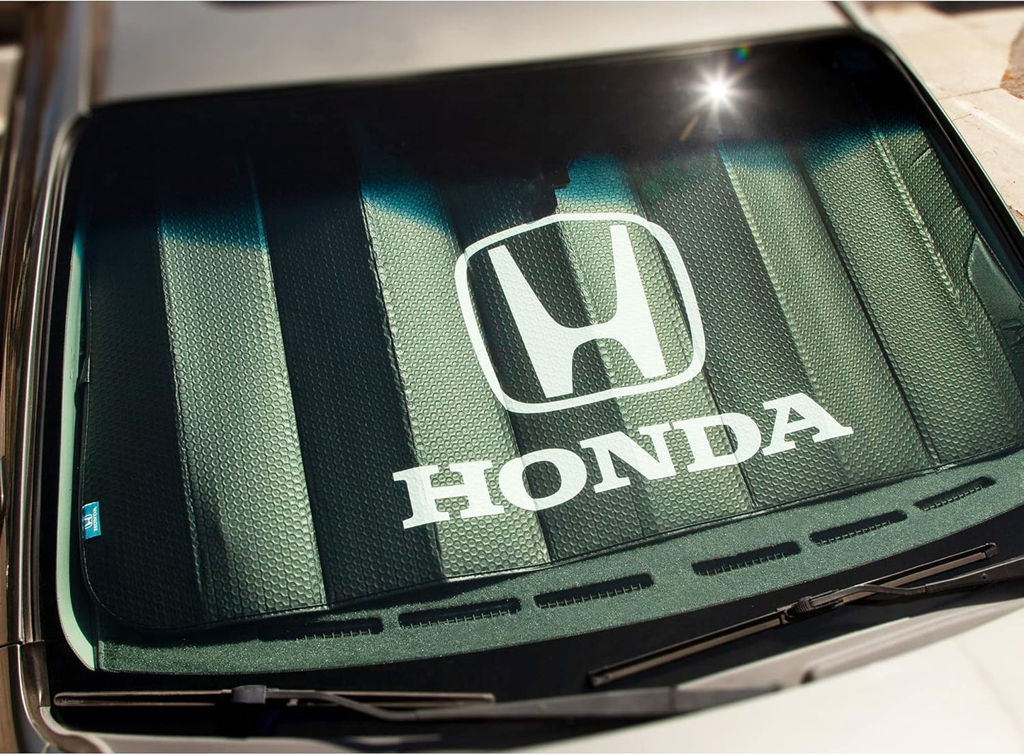 Plasticolor 003939W01 Honda Black Matte Accordion Sunshade White Logo 26.75 inches Tall x 57 inches Wide