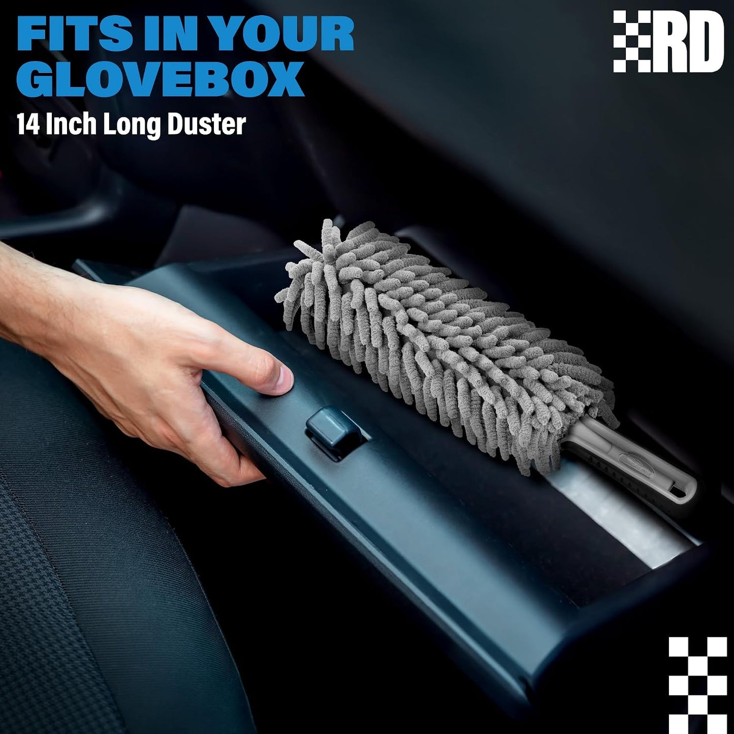 Relentless Drive Car Duster Interior 14" – Ultimate Dash Duster for Women & Men, Chenille Car Accessories Interior, Lint & Scratch-Free