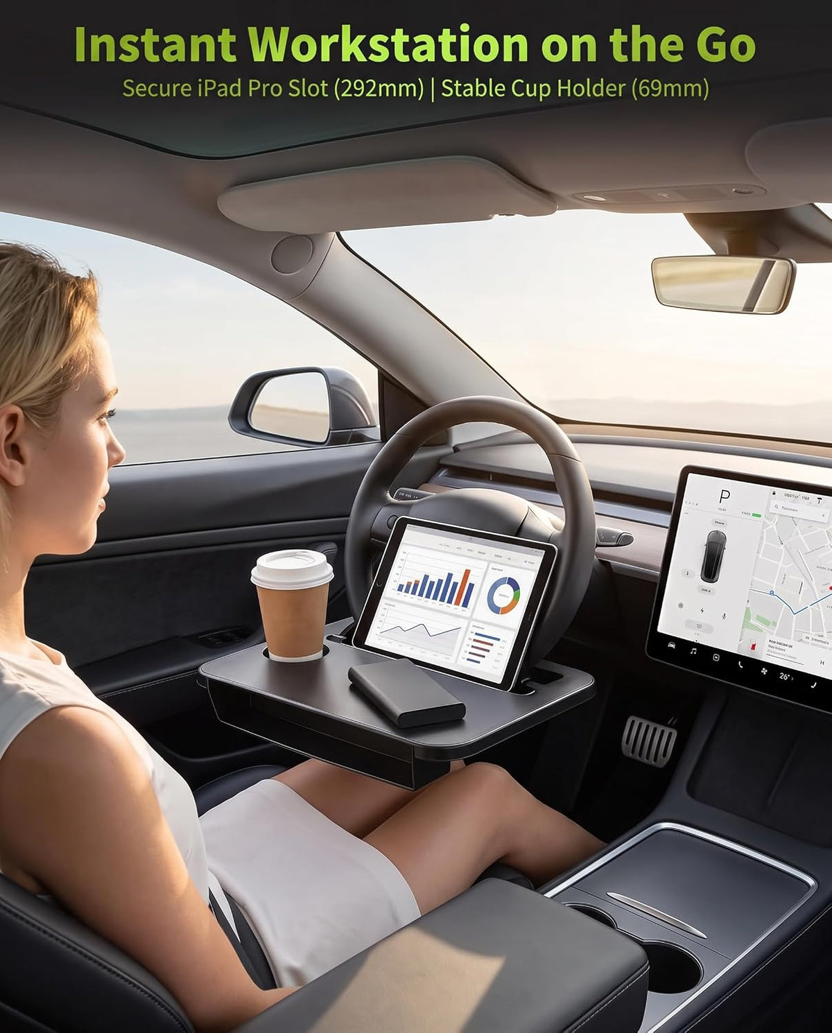 Steering Wheel Tray Compatible with Tesla Model 3/Y, 14-15.5"