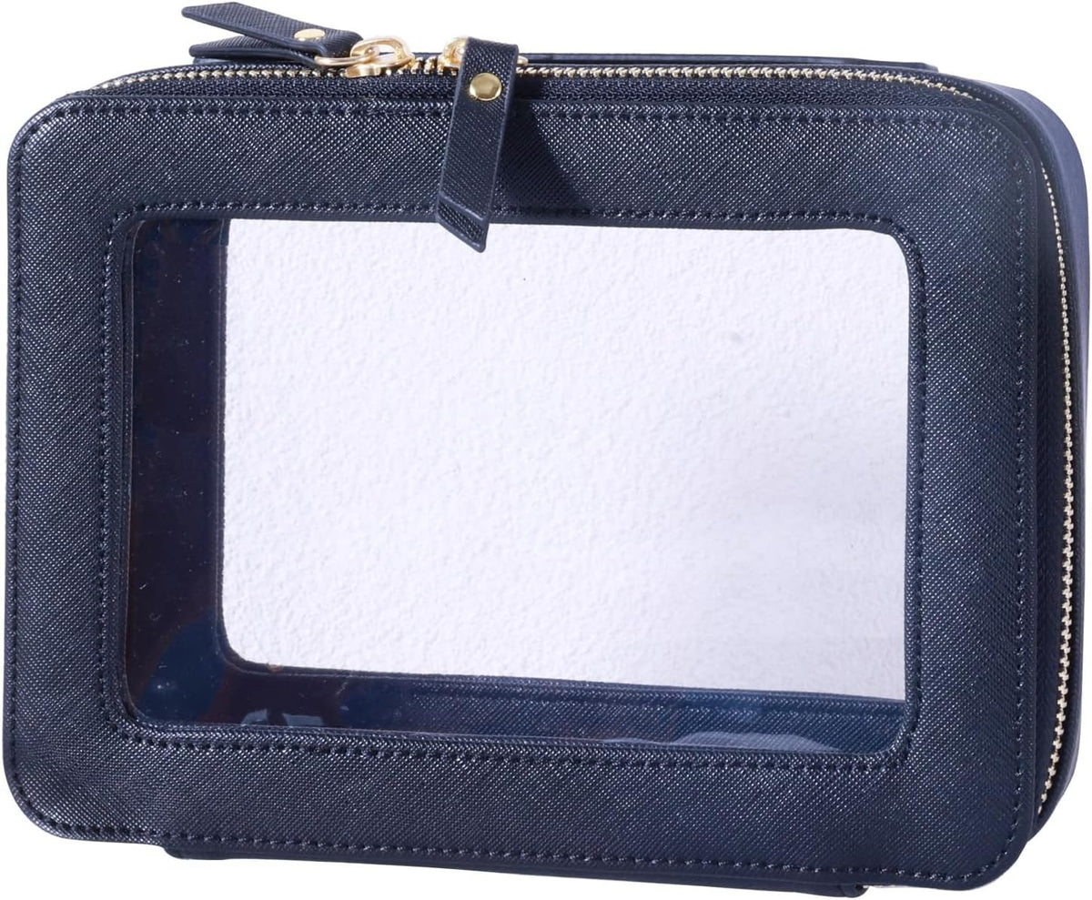 SANHECUN Toiletry bag waterproof cosmetic organizer with handle large opening for travelling (Blue)