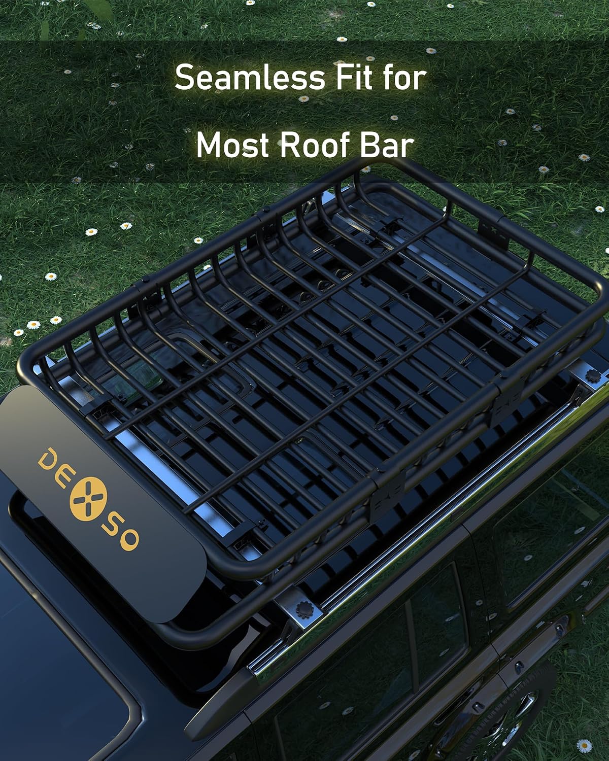 Universal Roof Rack Basket with Cargo Net, 200 lb Cargo Carrier, 64 x 39 in