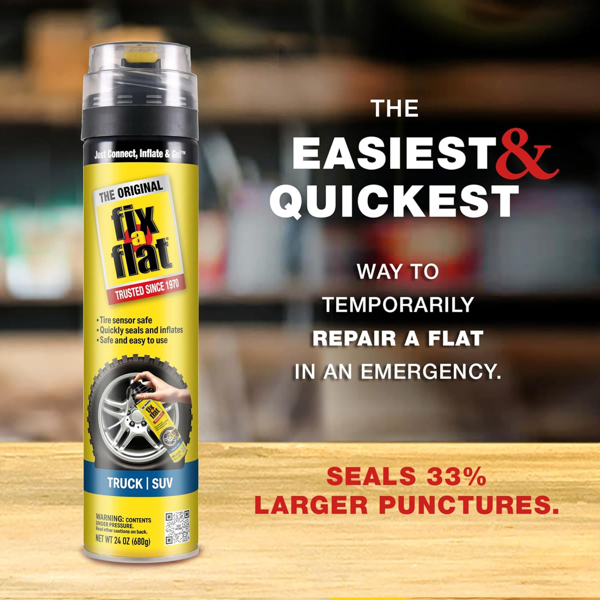 Fix-A-Flat S60369 Aerosol Emergency Flat Tire Repair and Inflator, for X-Large Tires, Eco-Friendly Formula, Universal Fit for All Cars, Trucks and SUVs, 24 oz. (Pack of 1)