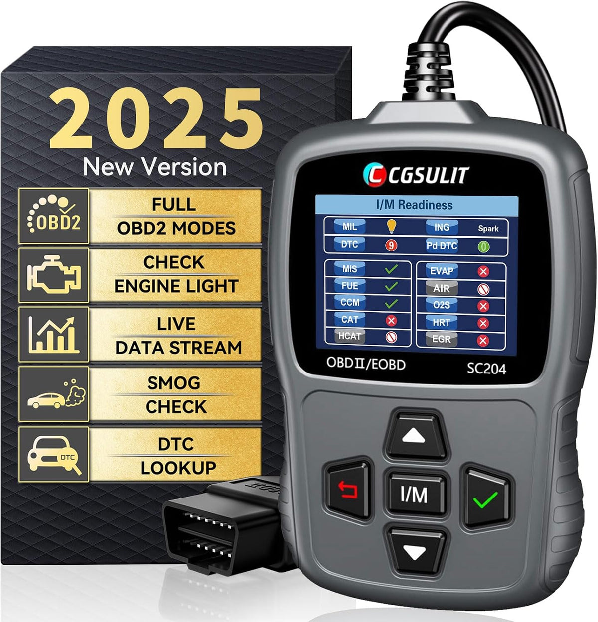 CGSULIT OBD2 Scanner SC204 Code Reader, I/M Readiness, Check Engine Light