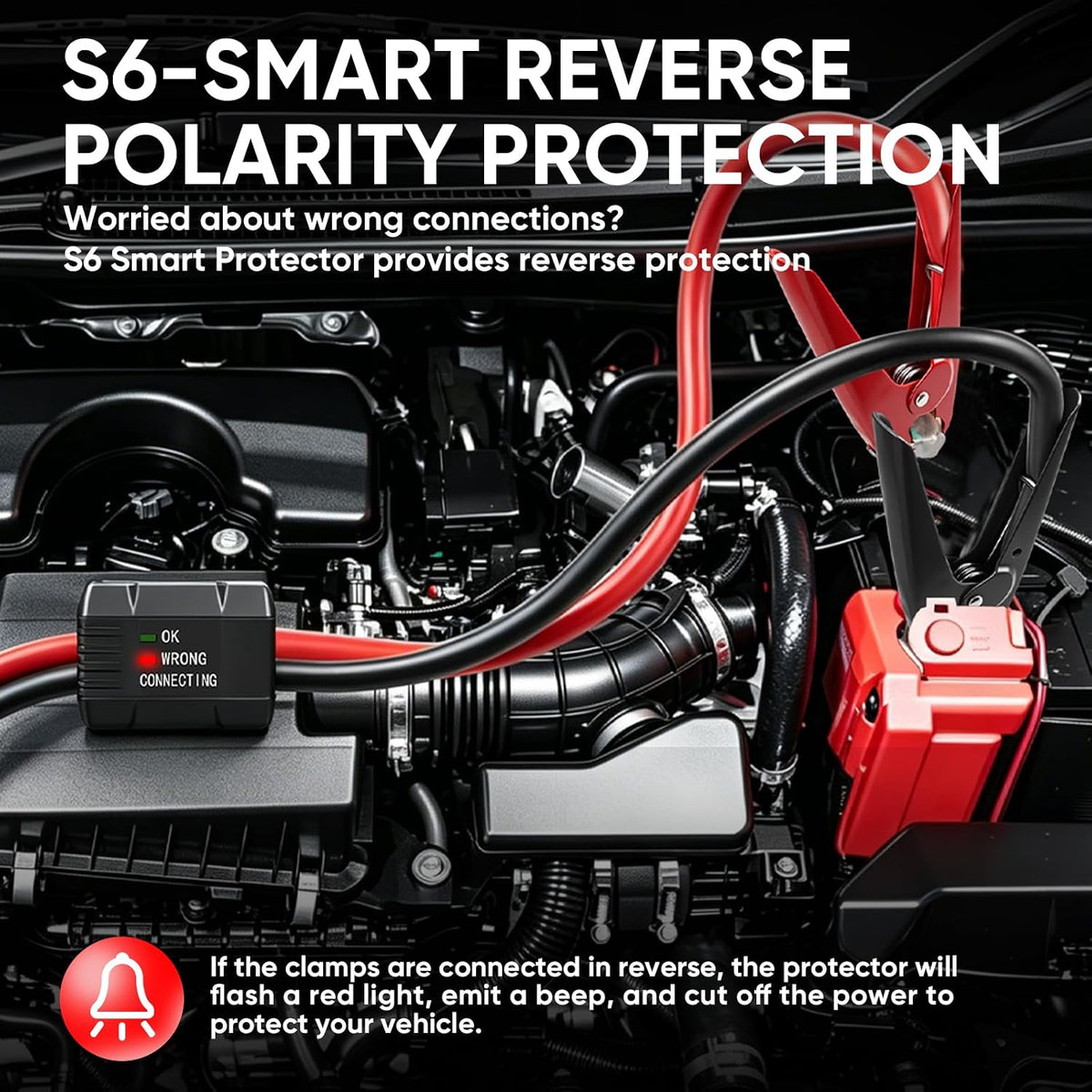 2 Gauge 20 Feet Heavy Duty Jumper Cables with Reverse Polarity Protection