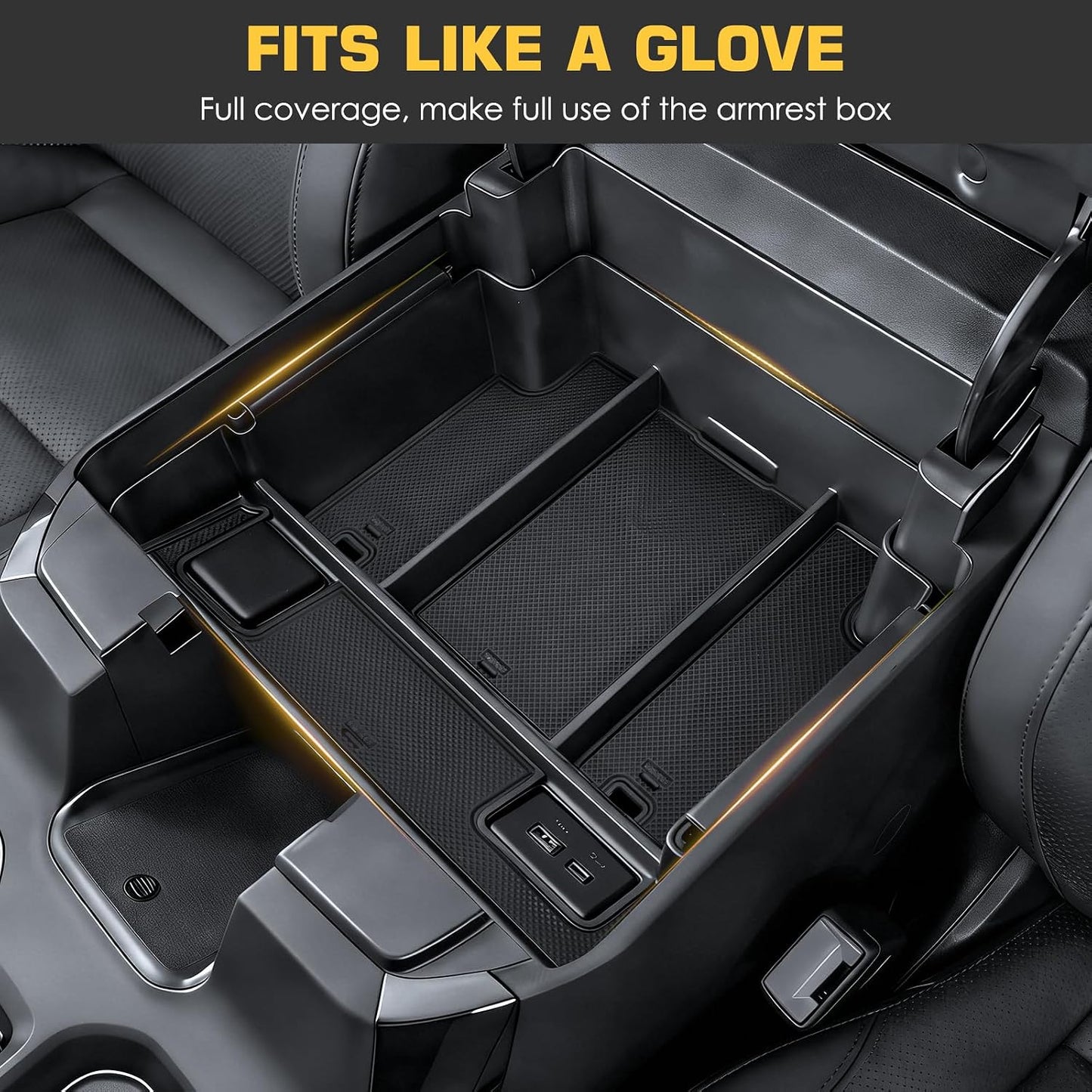 Center Console Organizer for Refreshed 2022-2026 Chevrolet Silverado/GMC Sierra 1500 Accessories, Full Armrest Box Storage Tray for 2024-2026 Chevy Silverado/Sierra 2500HD 3500HD, Bucket Seats ONLY