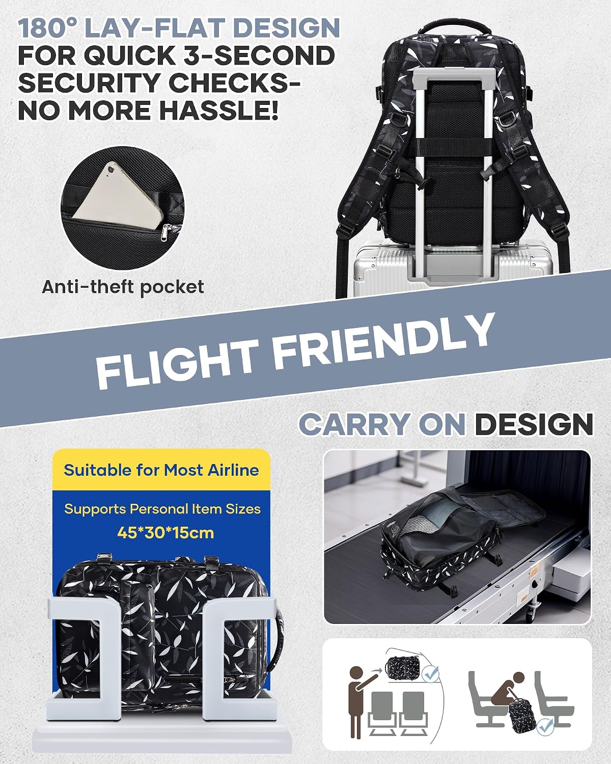 WONHOX Vacuum Seal Backpack for Travel with Air Pump Vacpack Carry on Flight Approved Compression Daypack Laptop Space Saver Bags Storage with Vacuum System 18x14x8 inches Travel Bag Women LeafBlack