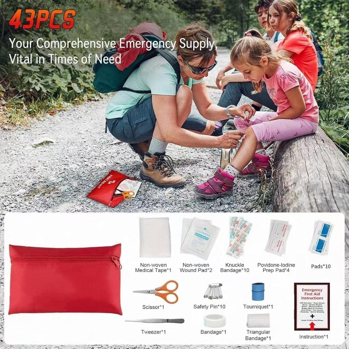 Roadside Emergency car kit for Vehicles, Car First Aid Emergency kit with Portable Air Compressor, Heavy Duty Jumper Cables, Tow Strap, Road Trip Essentials Safety kit, New Driver Gifts