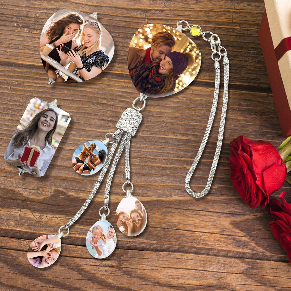 Personalized Photo Crystal Pendant for Car Home Hanging Ornaments Custom Picture Crystal Car Rearview Mirror Hanging Accessories Decor - Dimond