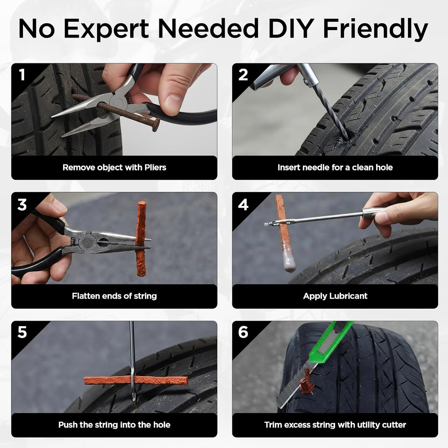 Tire Plug Kit 86 Piece - Universal Heavy Duty Flat Tire Repair Tool Kit - Fix for Car, Truck, Motorcycle, ATV, RV, Jeep & More - All in One Puncture Repair Kit