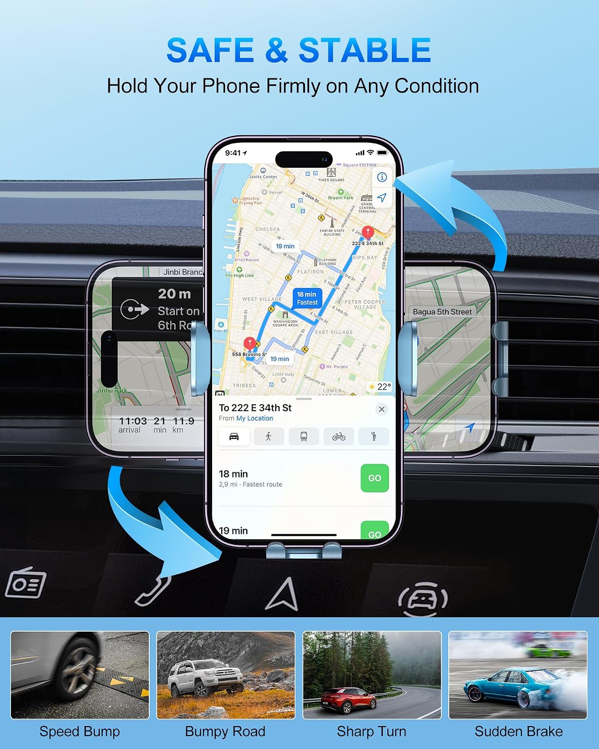 Wireless Car Charger, 15W Fast Charging Auto Clamping Car Charger Phone Mount Phone Holder fit for iPhone 15 14 13 12 11 Pro Max Xs, Samsung Galaxy S24 Ultra S23 S22 S21, S20, S10+, Cyan