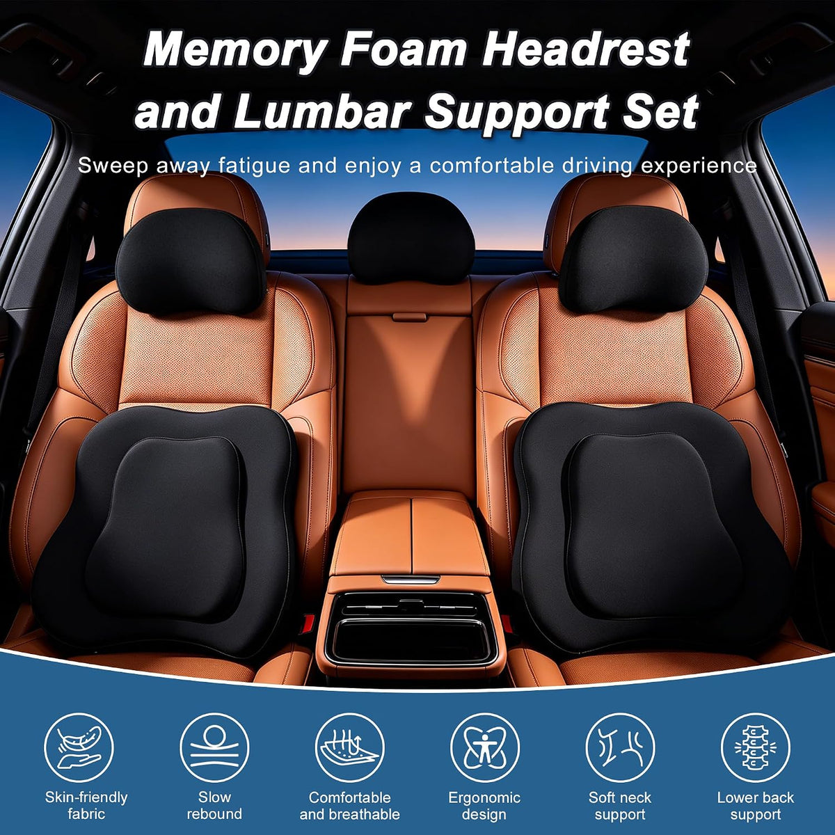 Neck Pillow Lumbar Support Pillow Set for Car,Truck,Chair
