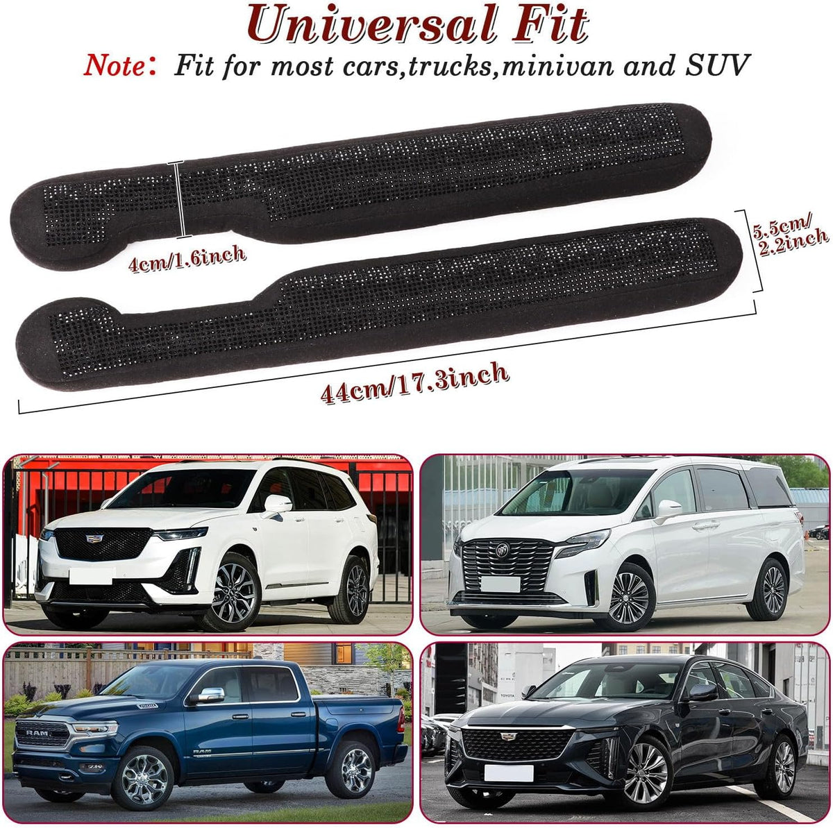ToBeQueen Car Seat Gap Filler Black, Bling Car Accessories for Women Universal Fit for Car Truck SUV, 2 Pack Handmade Crystal Rhinestone Diamond Seat Gap Blocker Stop Things from Dropping(Black)