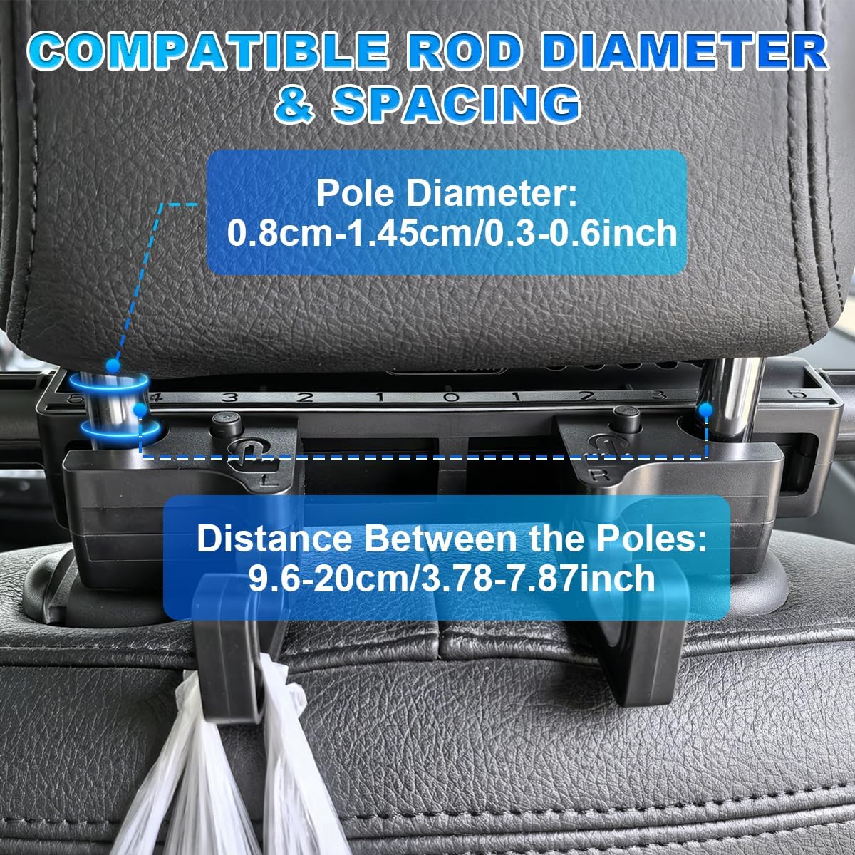 Car Headrest Pillow with Hook, Adjustable Car Seat Neck Support with Memory Foam &amp; Ice Silk, 360° Rotating Travel Sleeping Headrest for Kids &amp; Adults (1 Eye Mask Included)