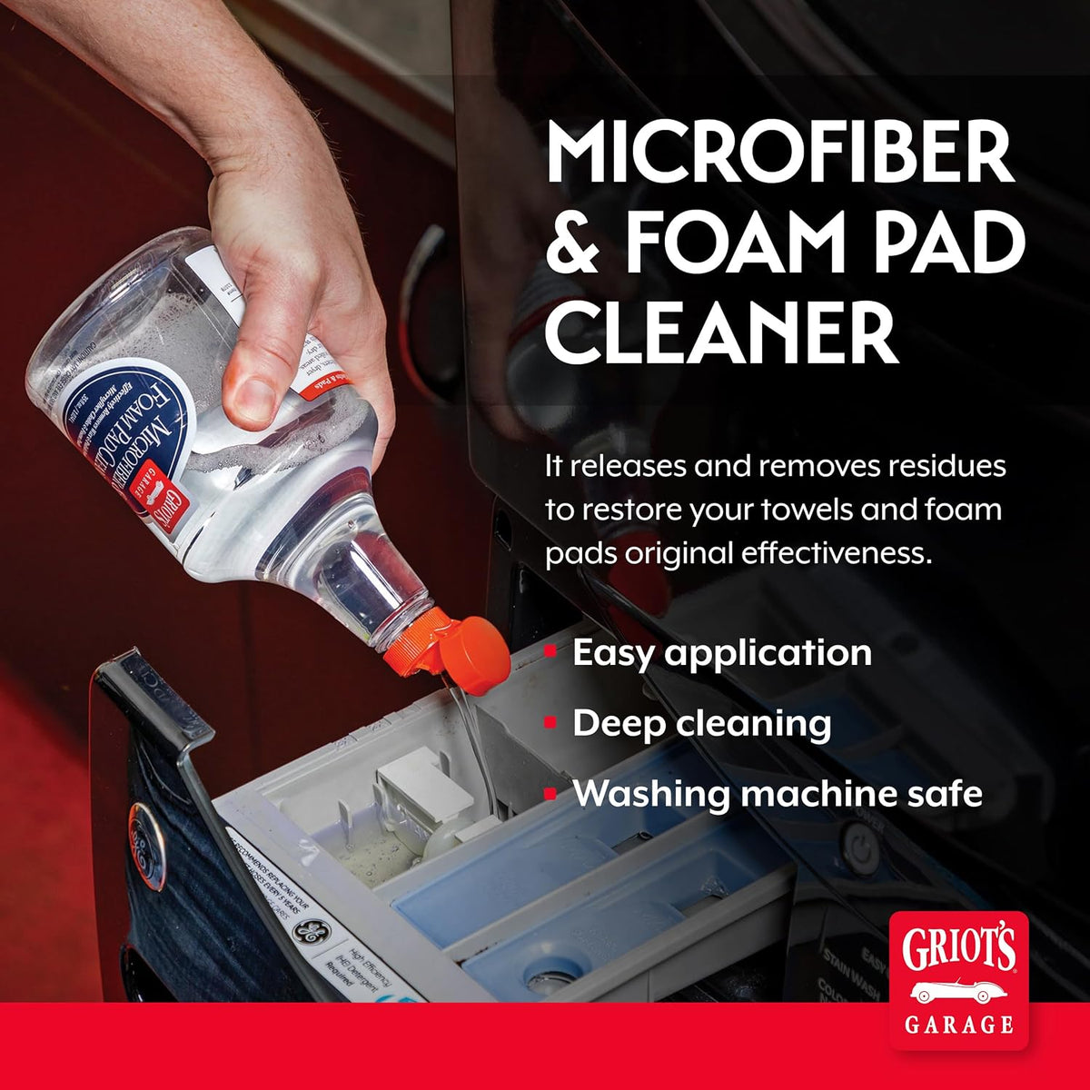 Griot's Garage Microfiber and Foam Pad Cleaner, Removes Polish, Wax, and Sealant Residue, Restores Your Car Cleaning Cloths' Effectiveness, 11078, 35 oz