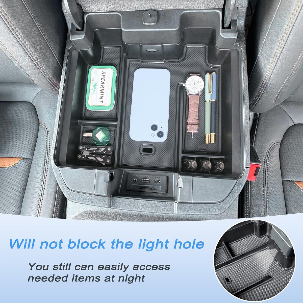 Center Console Tray Compatible with 2019-2023 Chevy Silverado/GMC Sierra