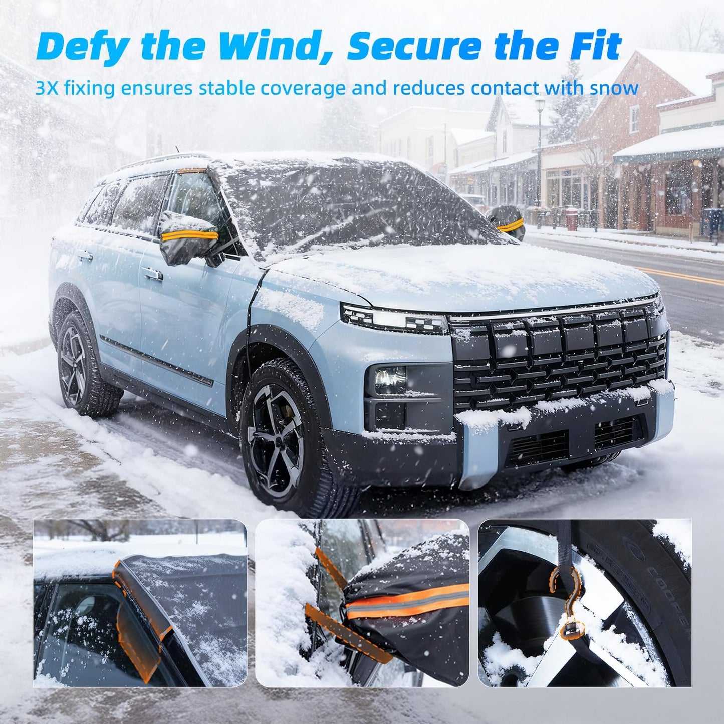 DooGooCoo [2026 Upgraded] Car Windshield Cover for Ice and Snow [700D Waterproof Fabric]-Windshield Snow Cover for Winter Snow & Frost, Suitable for Cars, SUVs, and Trucks - Medium
