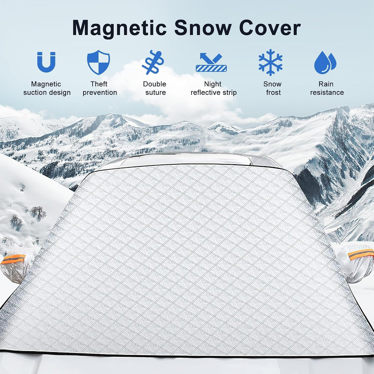 Car Windshield Snow Cover Magnetic Winter Cover for Buick Envista/Chevy Chevrolet Trax 2024 2025, Foldable Anti-Snow Cover with Side Mirror Protector Automotive Exterior Accessories