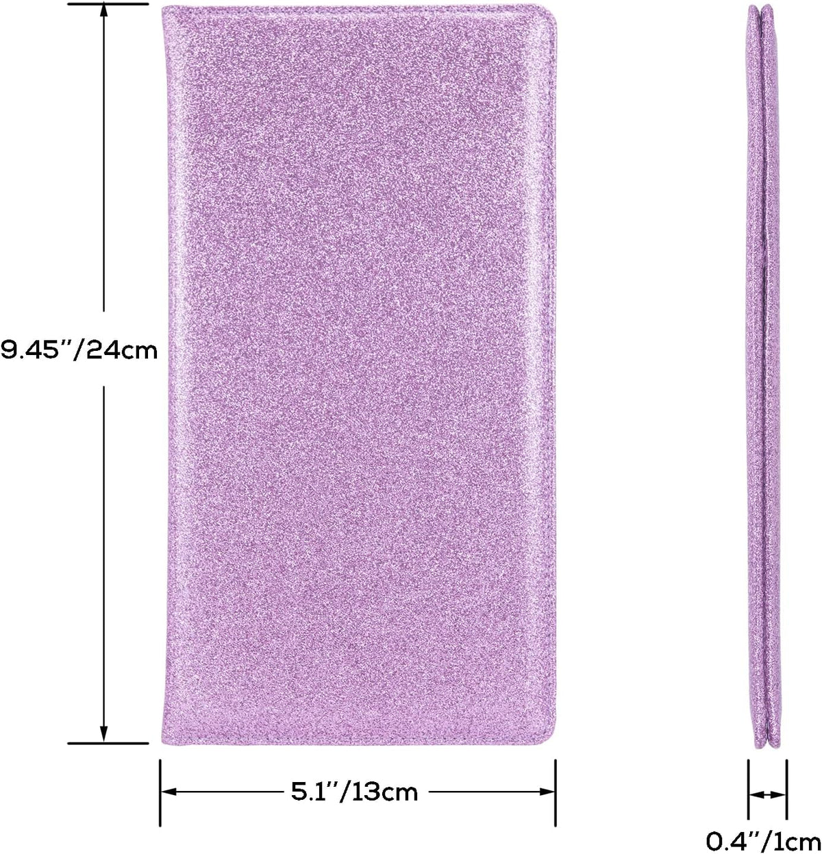 Leather Car Registration and Insurance Holder Magnetic Shut, Glitter Purple