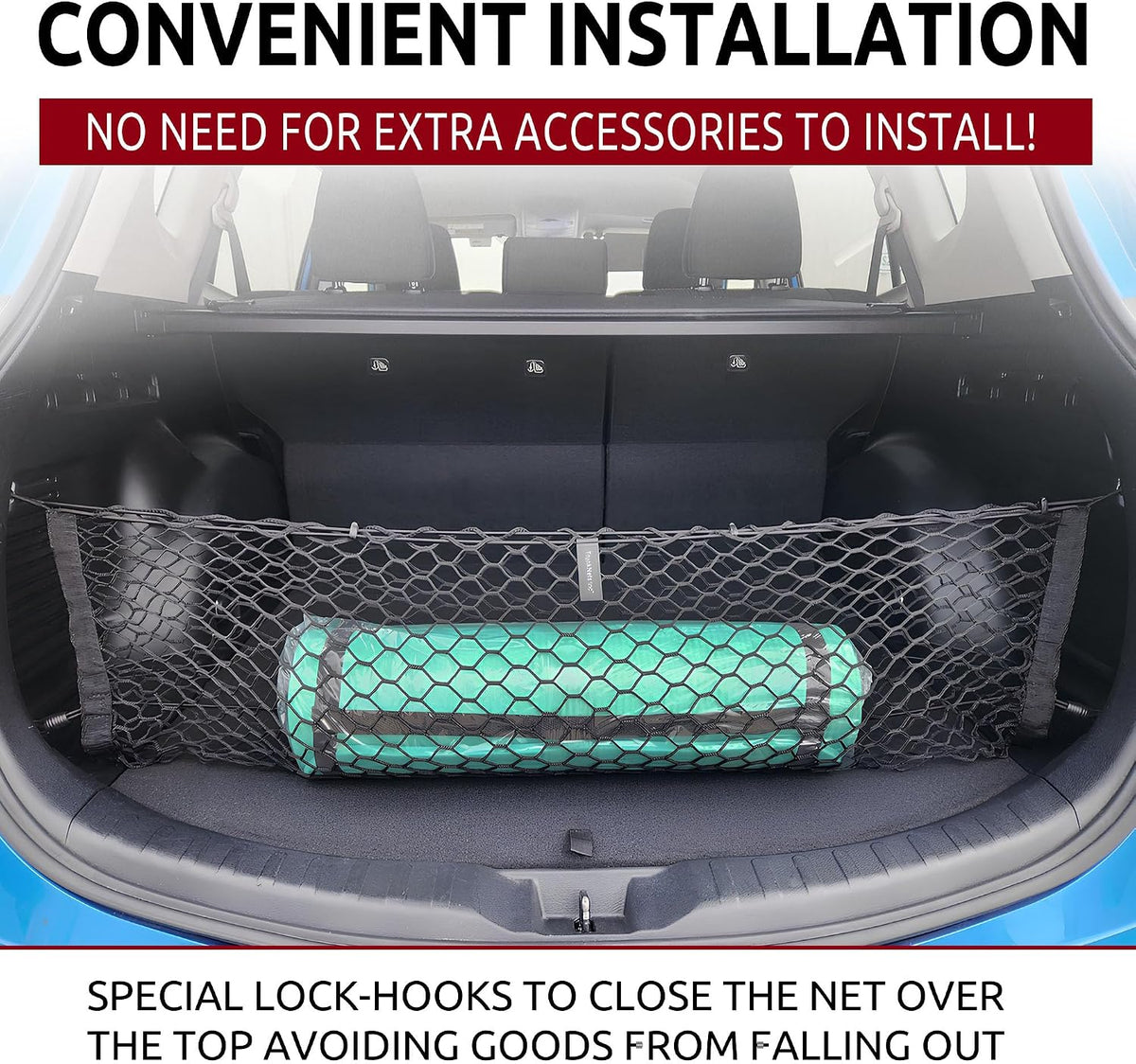 Envelope Style Trunk Mesh Cargo Net for Toyota RAV4 2013-2025, Automotive Exterior Accessories - Premium Car Storage Organizers, Cargo Bed Net for Pickup Truck, Smart Vehicle Storage Organizer
