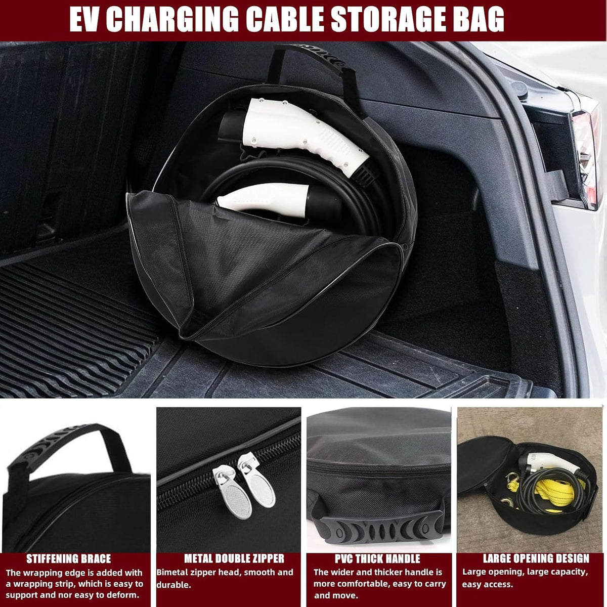 BLIRITEL EV Cable Bag, EV Chargers Cable Storage & Organizer, Perfect for Electric Vehicles,RV Sewer Hose,Camper Accessories