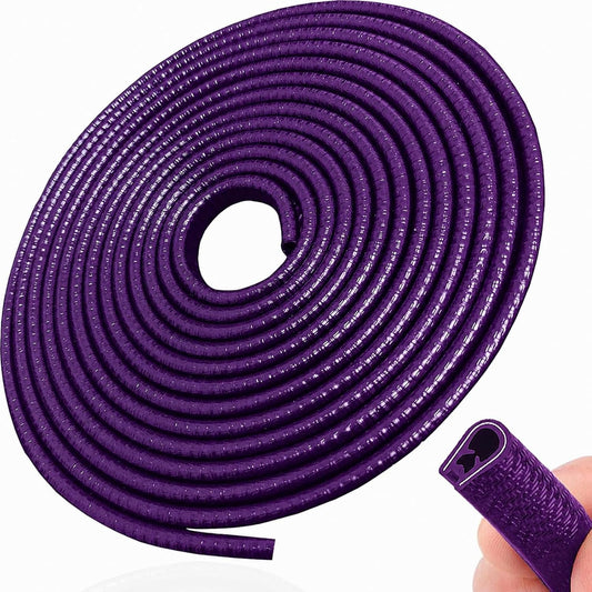 32FT Purple Car Door Edge Guard,U-Shape Rubber Trim Retaining Buckle Inside