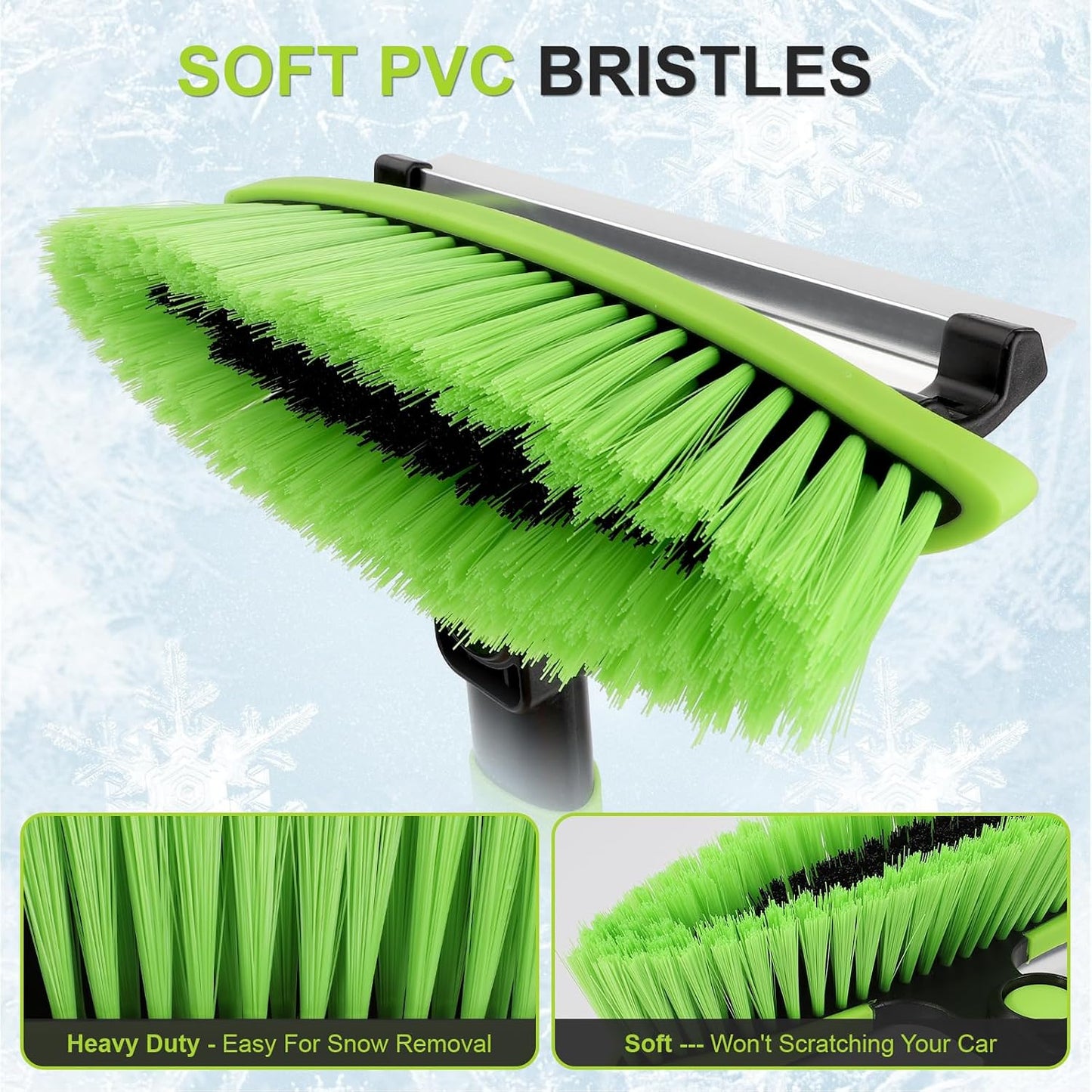 43" Ice Scraper for Car Windshield, Snow Brush with Squeegee, 3 in 1 Snow Removal for Cars with Foam Grip and 180° Pivoting Brush Head for Auto Truck SUV