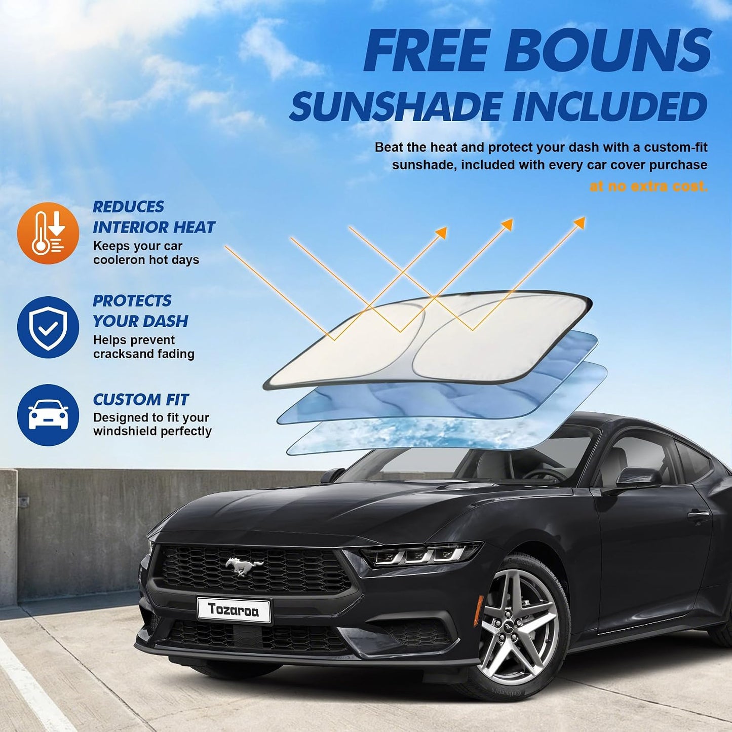 Car Cover Waterproof All-Weather,Heavy-Duty Outdoor Full Exterior Automobiles Sedan/Coupe (Length 186-193 inch) with Windshield Sun Shade Universal Fit Ford Mustang,Chevy Camaro/Corvette etc