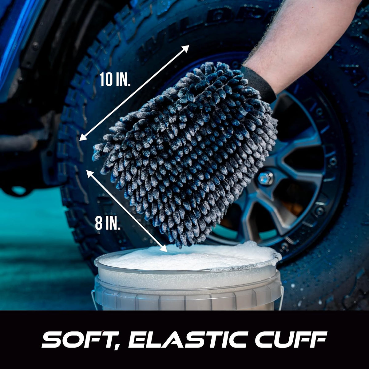 VIKING Microfiber Chenille Wash Mitts for Cars, 10 Inch x 8 Inch, 2 Pack