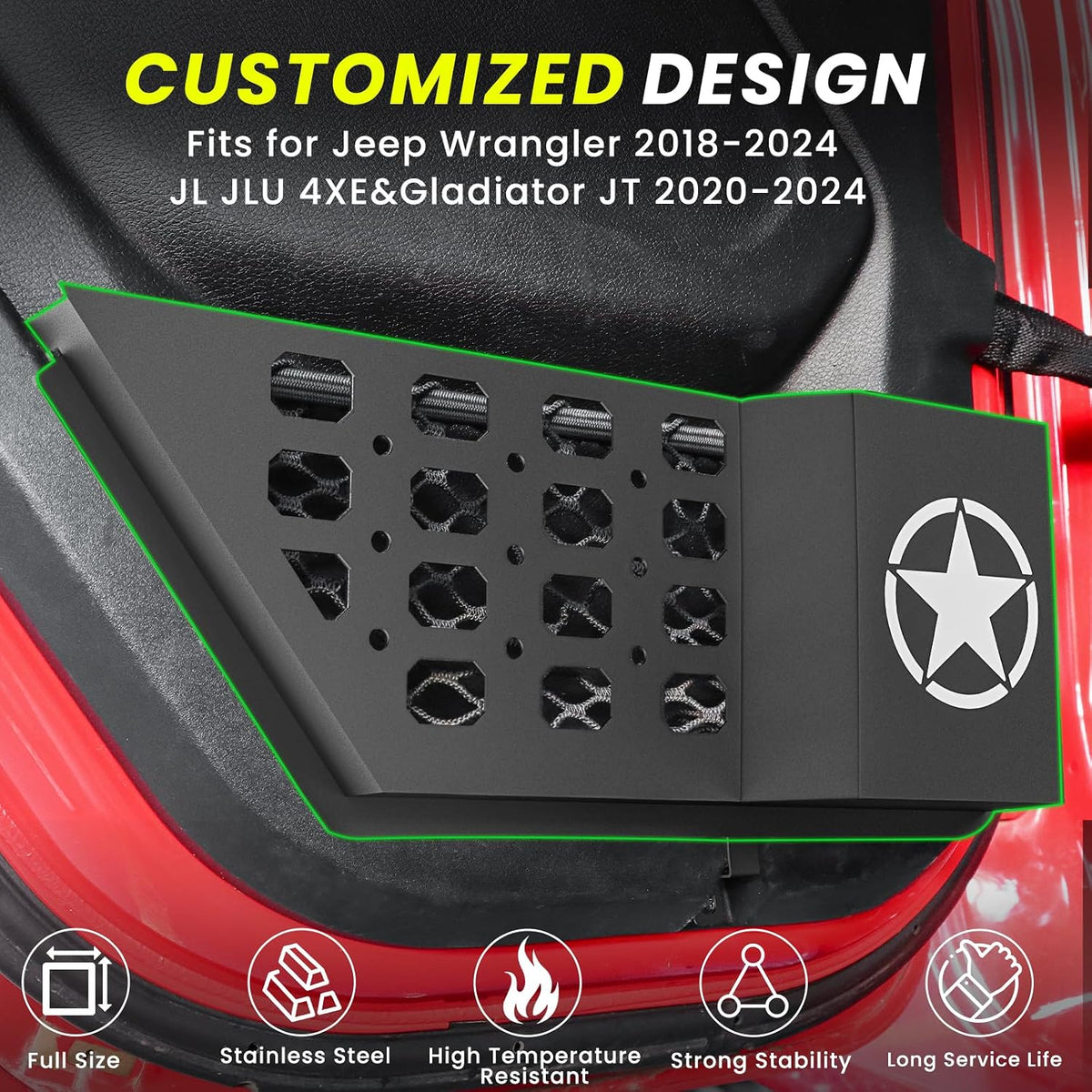 Eamplest Metal Rear Door Storage Box for Jeep Wrangler JL JLU 2018-2026