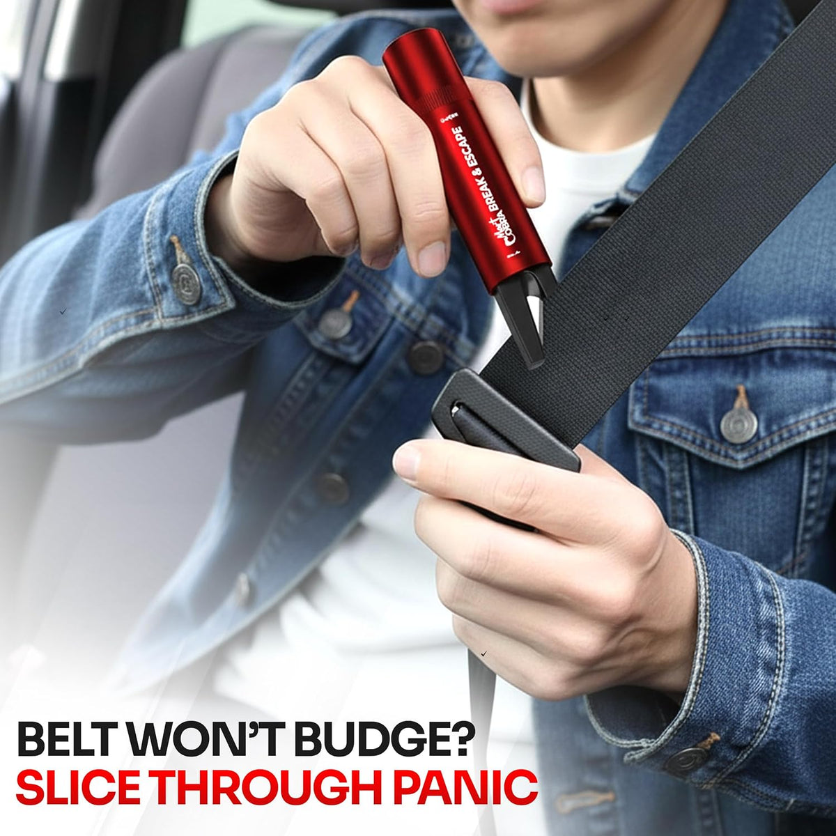 Car Window Breaker Seatbelt Cutter [4 Pack] – Emergency Glass Breaker Tool for Car – 2-in-1 Safety Hammer Life Hammer – Car Essentials, Car Must Haves, Auto Escape Keychain, Emergency Break & Escape