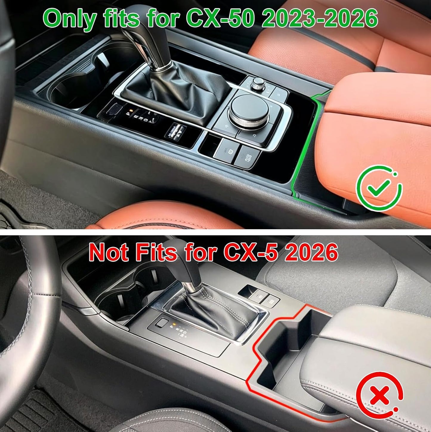 Center Console Organizer Tray Compatible with 2026 2025 2024 2023 Mazda CX-50 Armrest Organizer Tray Secondary Storage ABS Plastic Accessories (NOT FOR CX-5)
