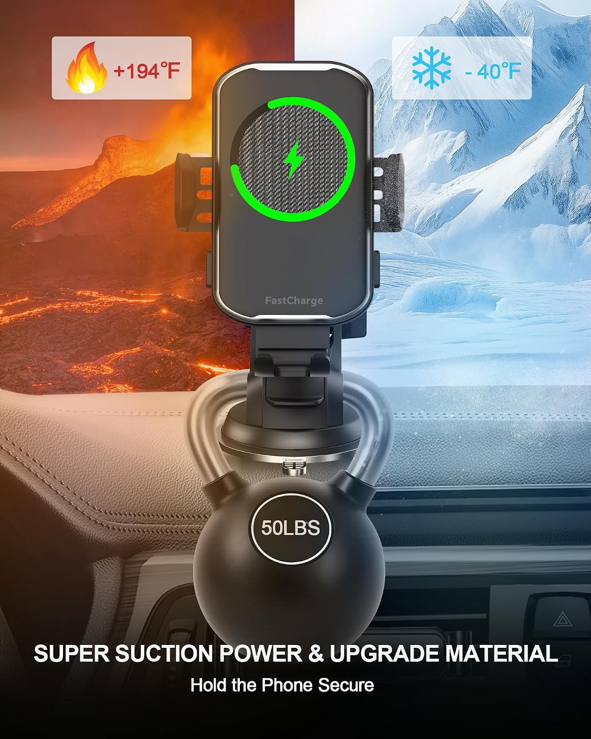 Wireless Car Charger,15W Fast Charging Auto-Clamping Car Phone Mount