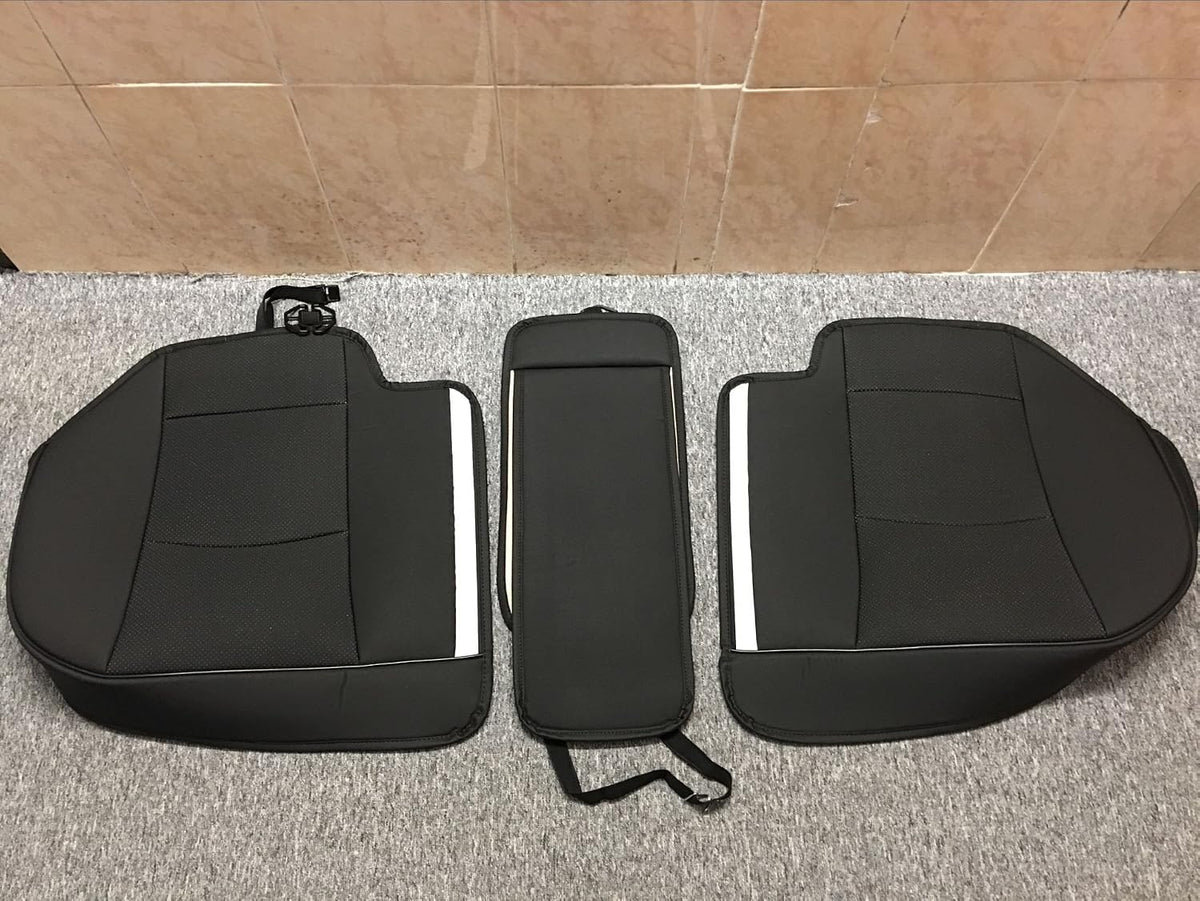 1 Pack PU Leather Car Rear Bench Seat Cover (Adjustable Length (49-55'') Back Seat Cover Car Seat Protector Rear Bottom Seat Cover Fits 90% of Car - Seat Bottom Only (Black - Rear seat)