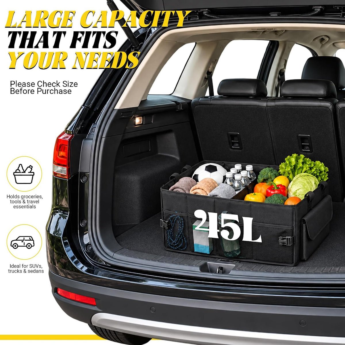 Trunk Organizer, Small Foldable Car Organizer for SUV, Jeep, Sedan