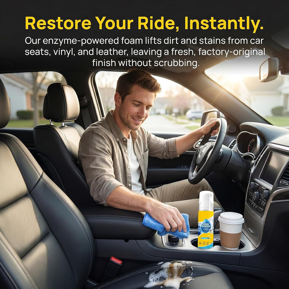 4-in-1 Multi-Enzyme Foam Cleaner, Foam Cleaner all Purpose, Limpiador de Espuma, Foam Cleaner Spray for Car Interior, Kitchen, Bathroom & Sofa, Safe for Leather, Vinyl, Fabric, 5.1 fl oz(2)