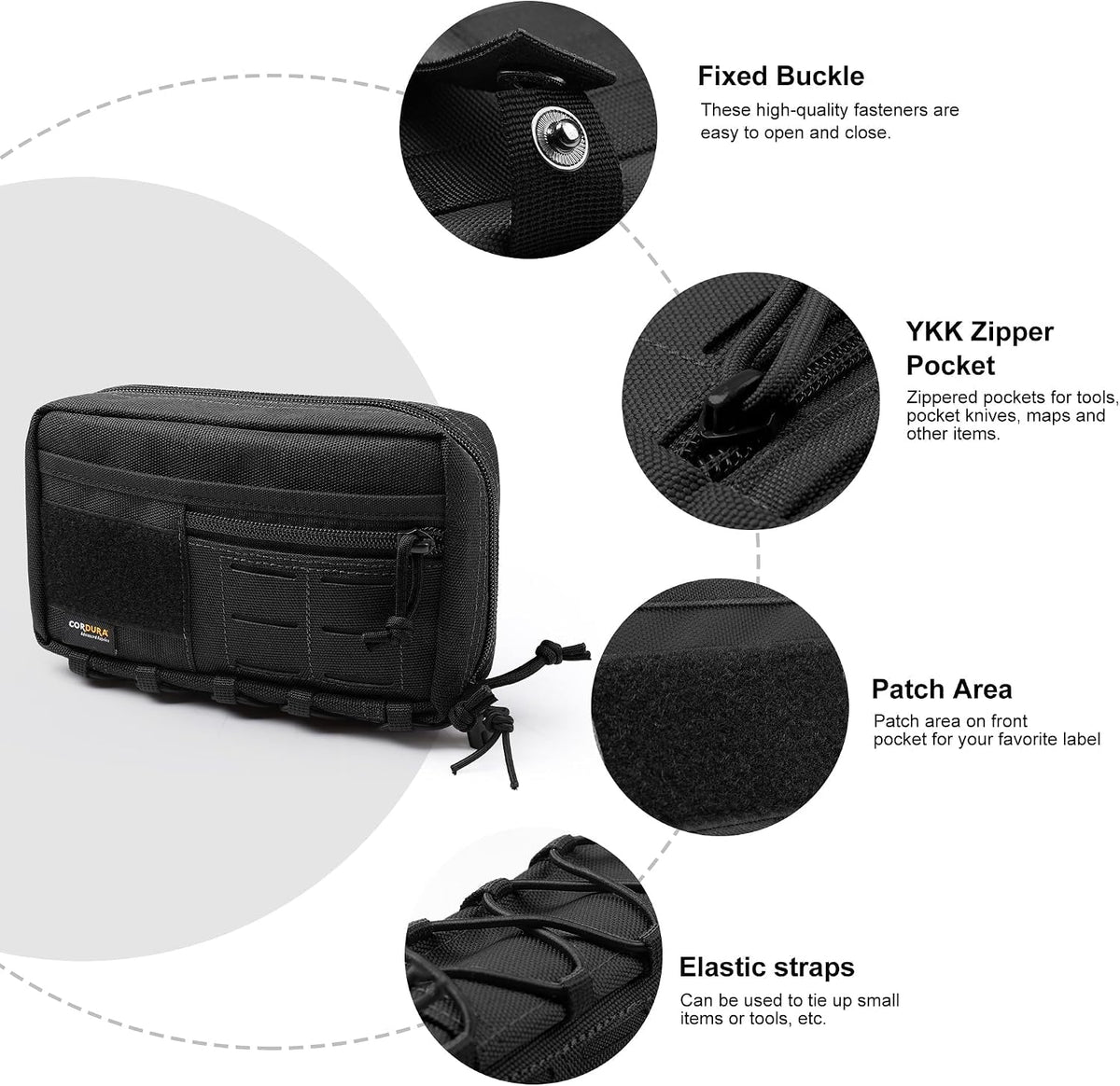 Mardingtop 600D/Cordura Tactical Molle Utility Pouch, Small Military Admin EDC Tool Organizer Bag
