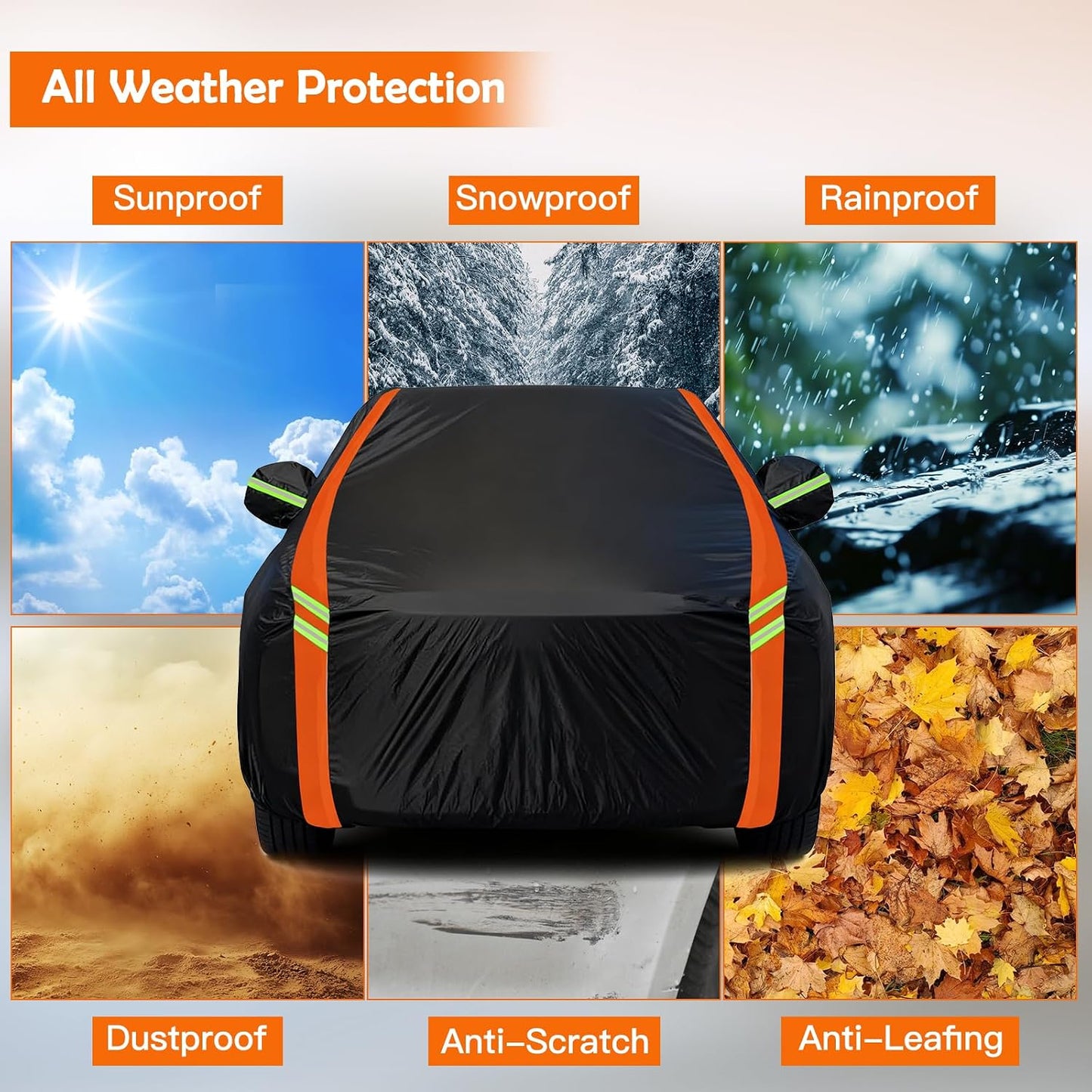 Car Cover for Jeep Wrangler 4 Door JL JK TJ YJ CJ 2007-2026, Multi-Layer Automobiles Covers Waterproof All Weather with Zipper Door, Sun Rain Snow Dust Protection