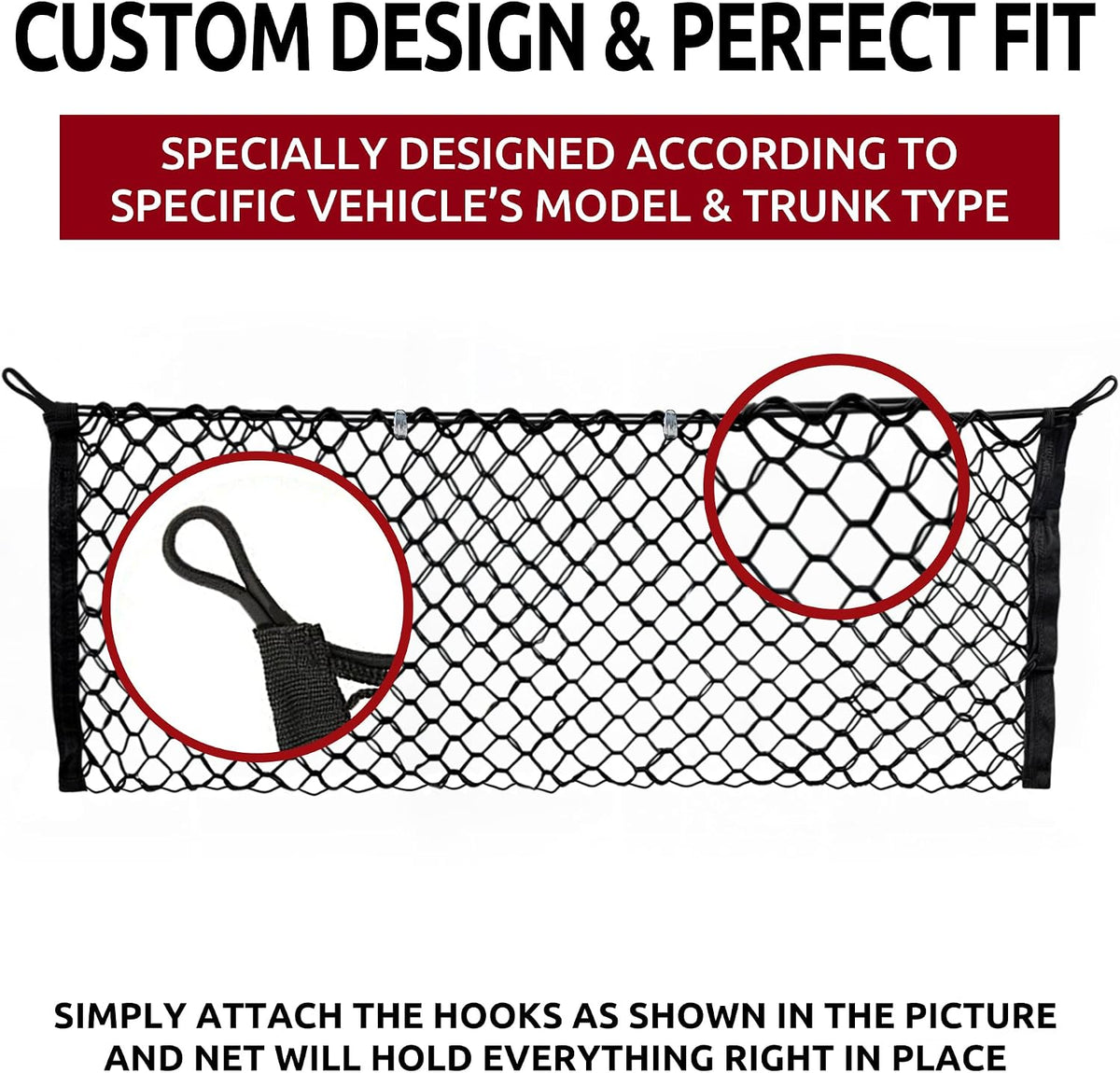 Envelope Style Trunk Mesh Cargo Net for Toyota Camry 2015-2025, 2026 - Car Accessories - Premium Trunk Organizers and Storage - Cargo Net for SUV - Vehicle Carrier Organizer for Toyota Camry