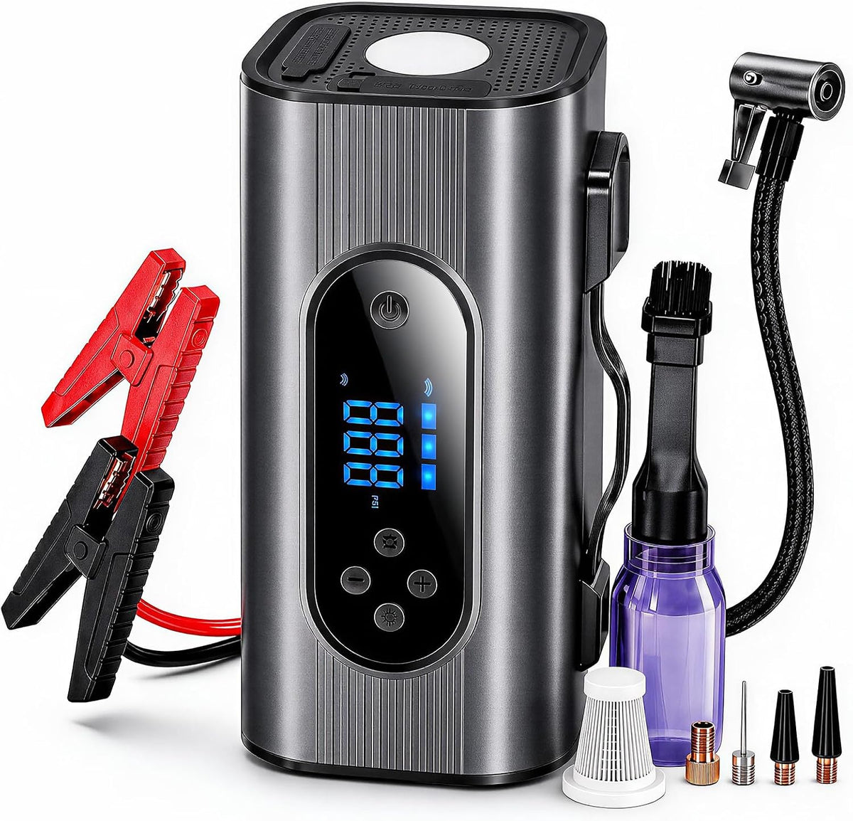 2000A Car Battery Jump Starter with Air Compressor, 150 PSI Tire Inflator