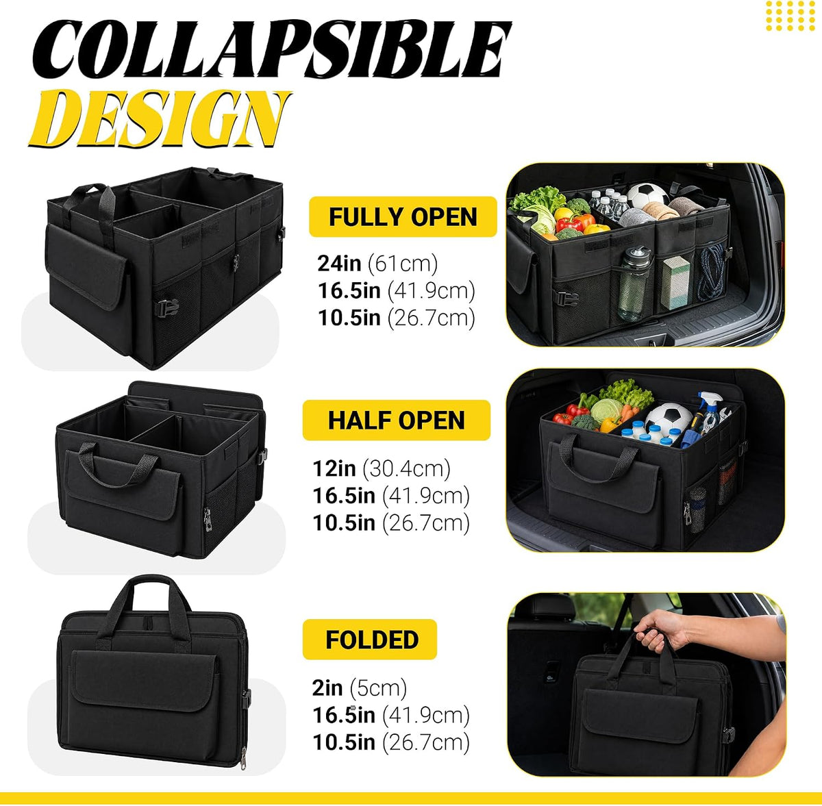 Trunk Organizer, Large Foldable Car Organizer for SUV, Jeep, Sedan
